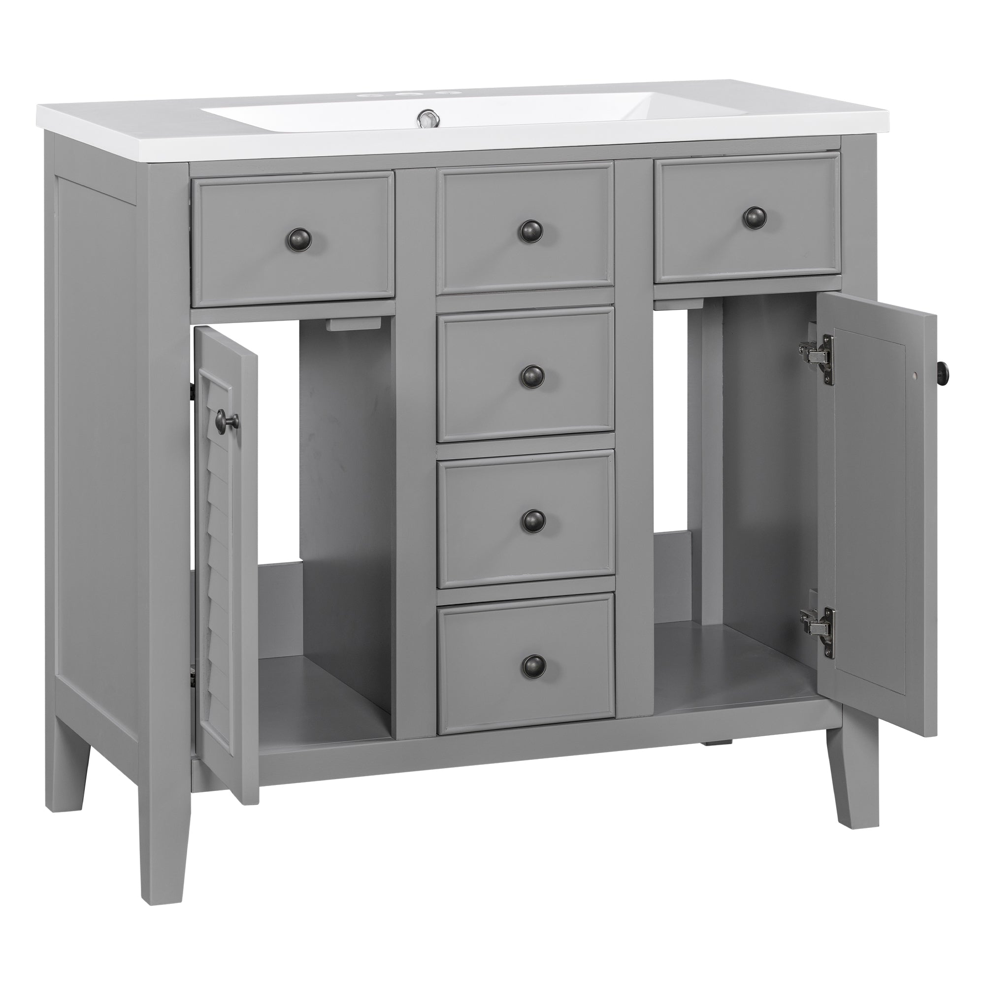 36 in. W x 18 in. D Bathroom Vanity with White Ceramic Sink