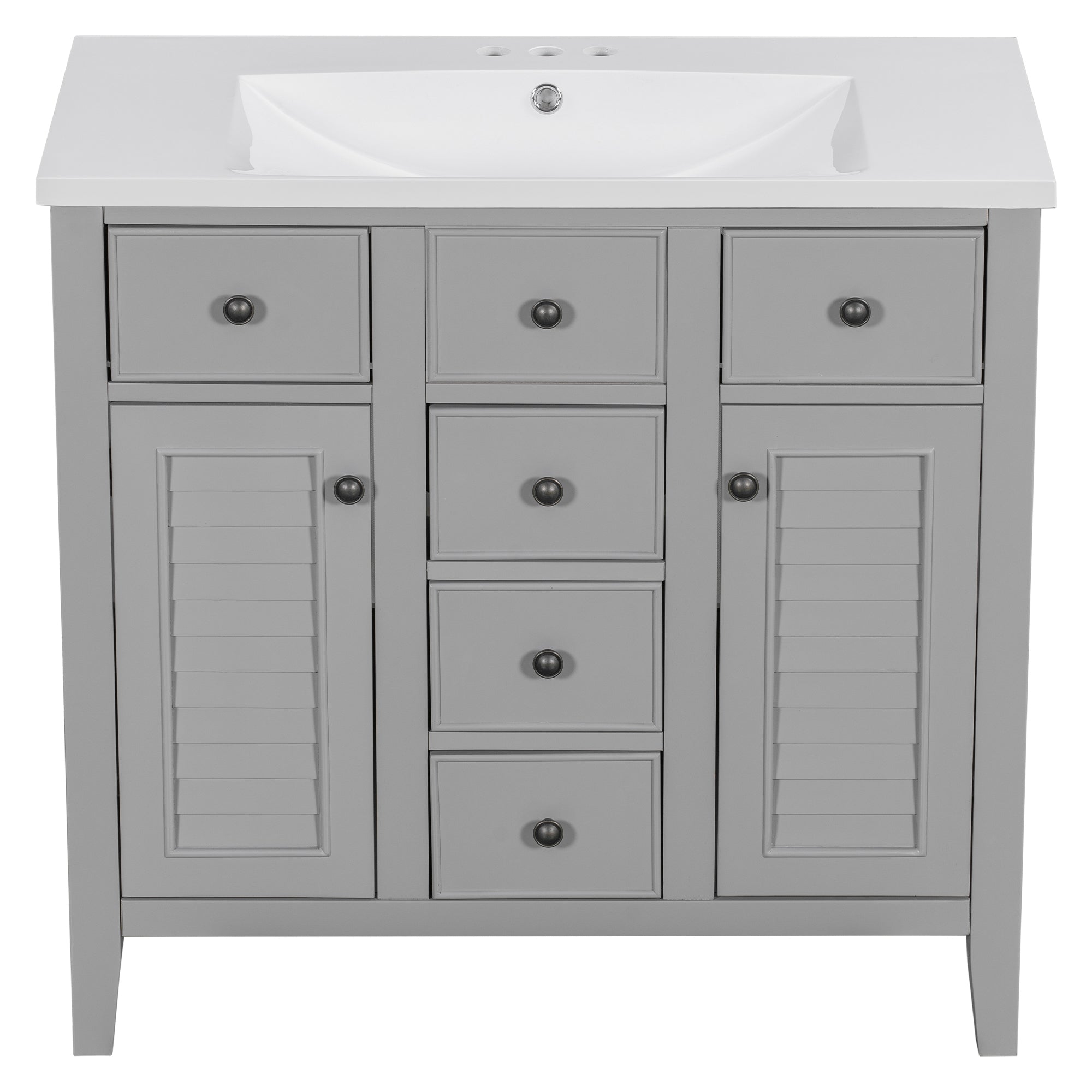 36 in. W x 18 in. D Bathroom Vanity with White Ceramic Sink