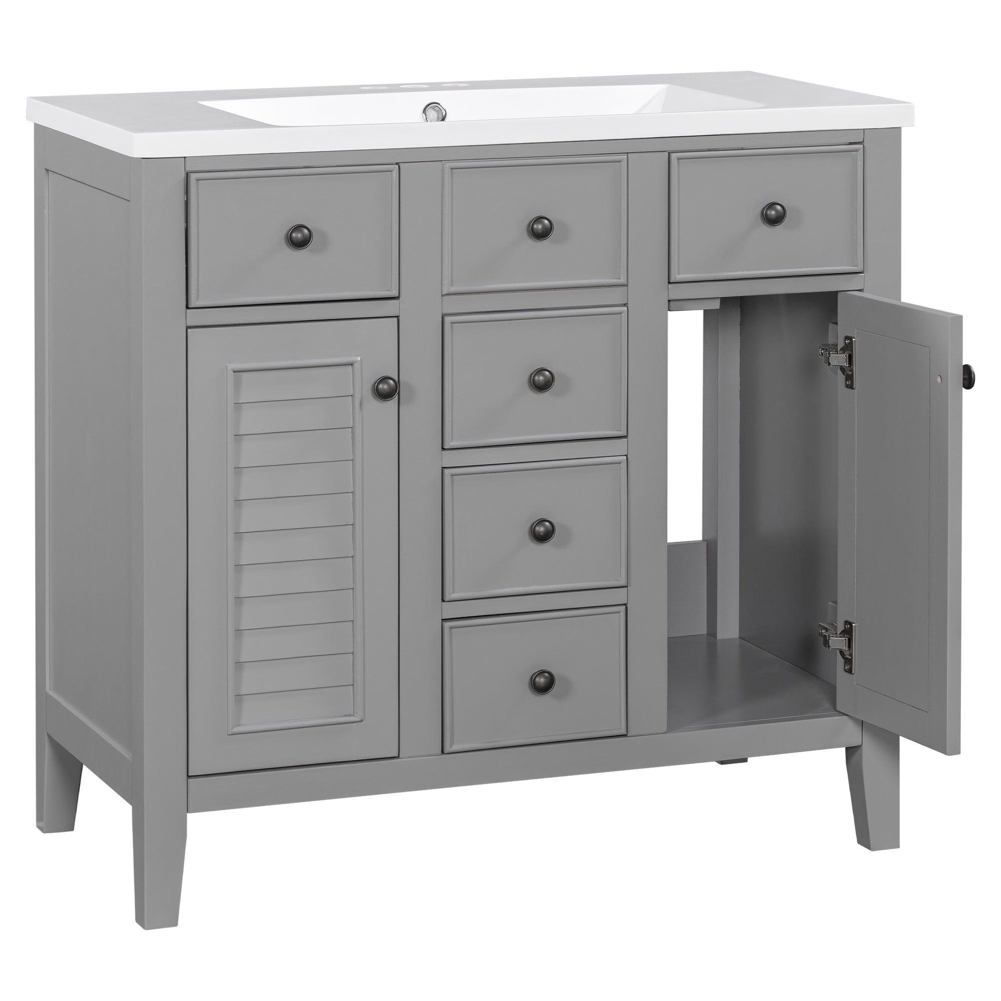 36 in. W x 18 in. D Bathroom Vanity with White Ceramic Sink