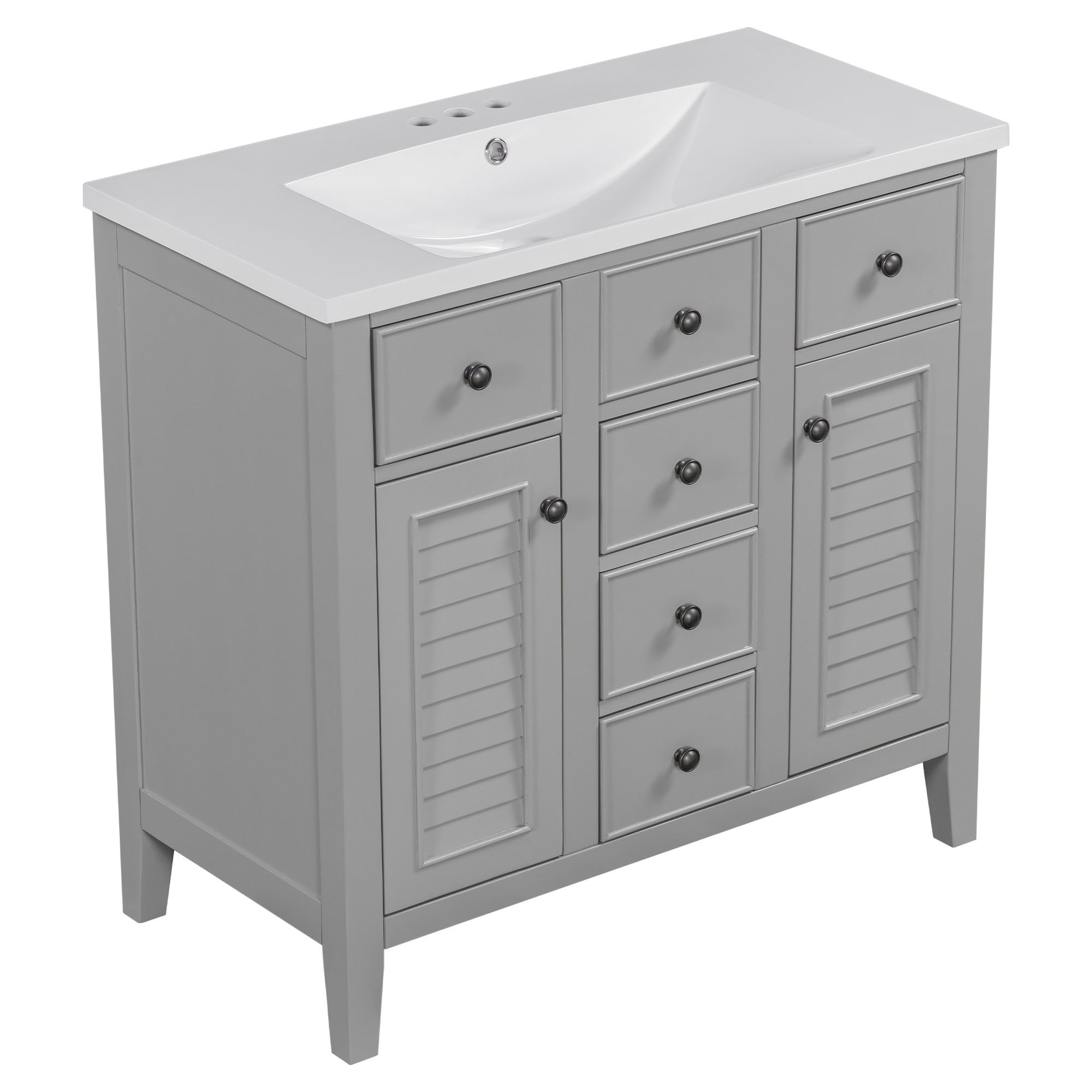36 in. W x 18 in. D Bathroom Vanity with White Ceramic Sink