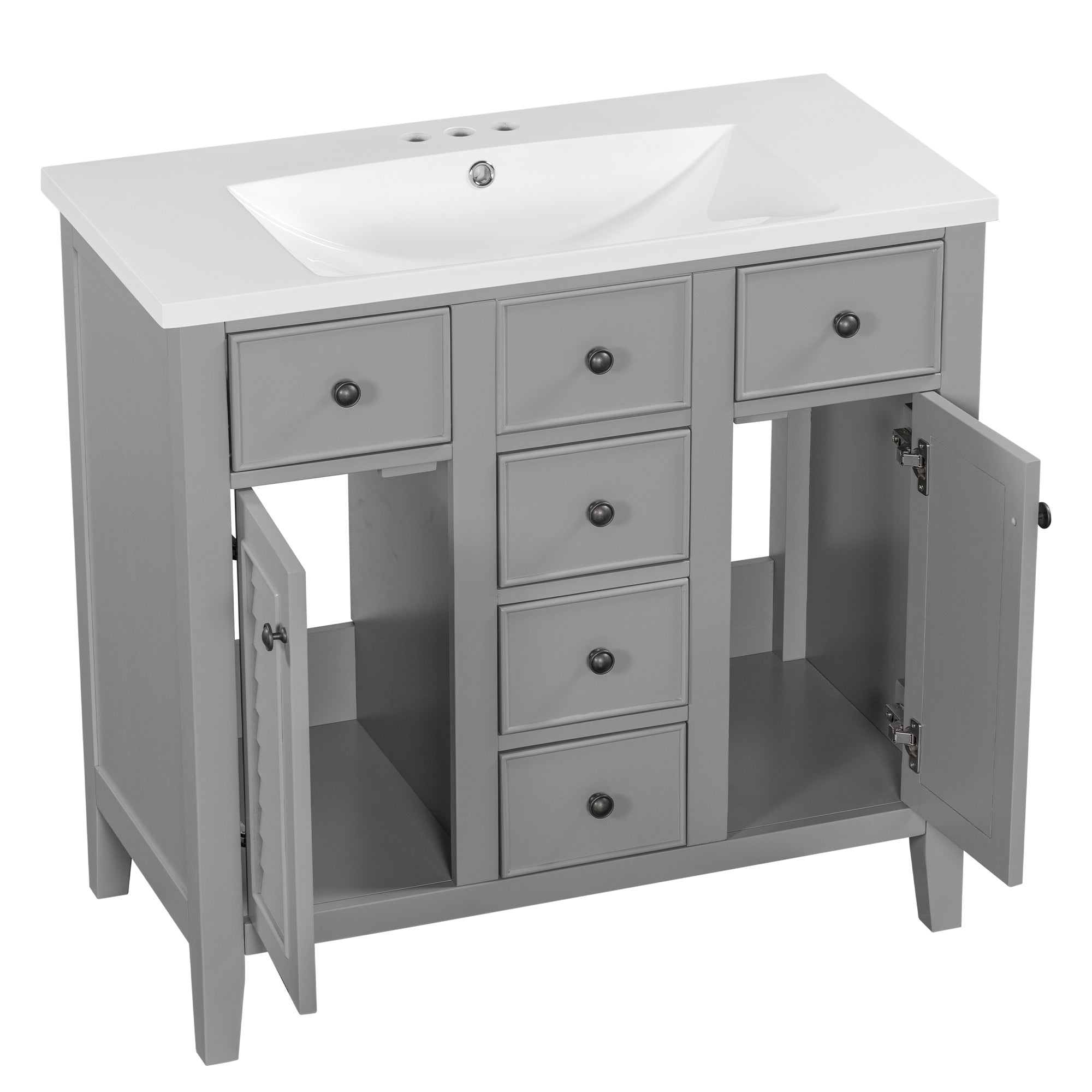 36 in. W x 18 in. D Bathroom Vanity with White Ceramic Sink
