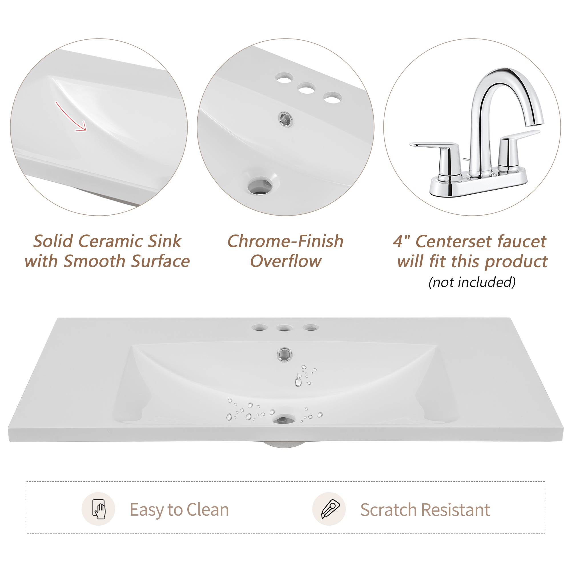 36 in. W x 18 in. D Bathroom Vanity with White Ceramic Sink
