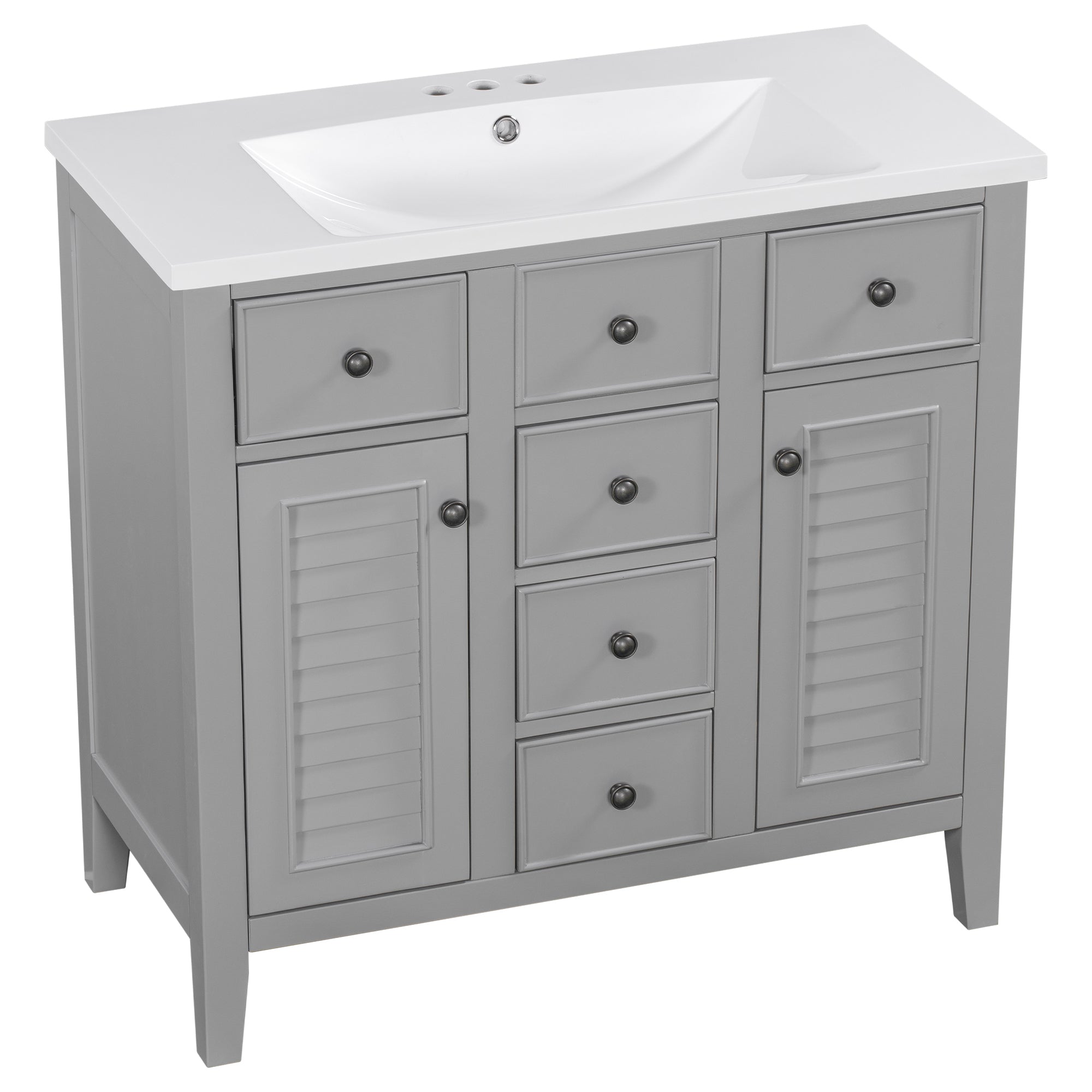 36 in. W x 18 in. D Bathroom Vanity with White Ceramic Sink