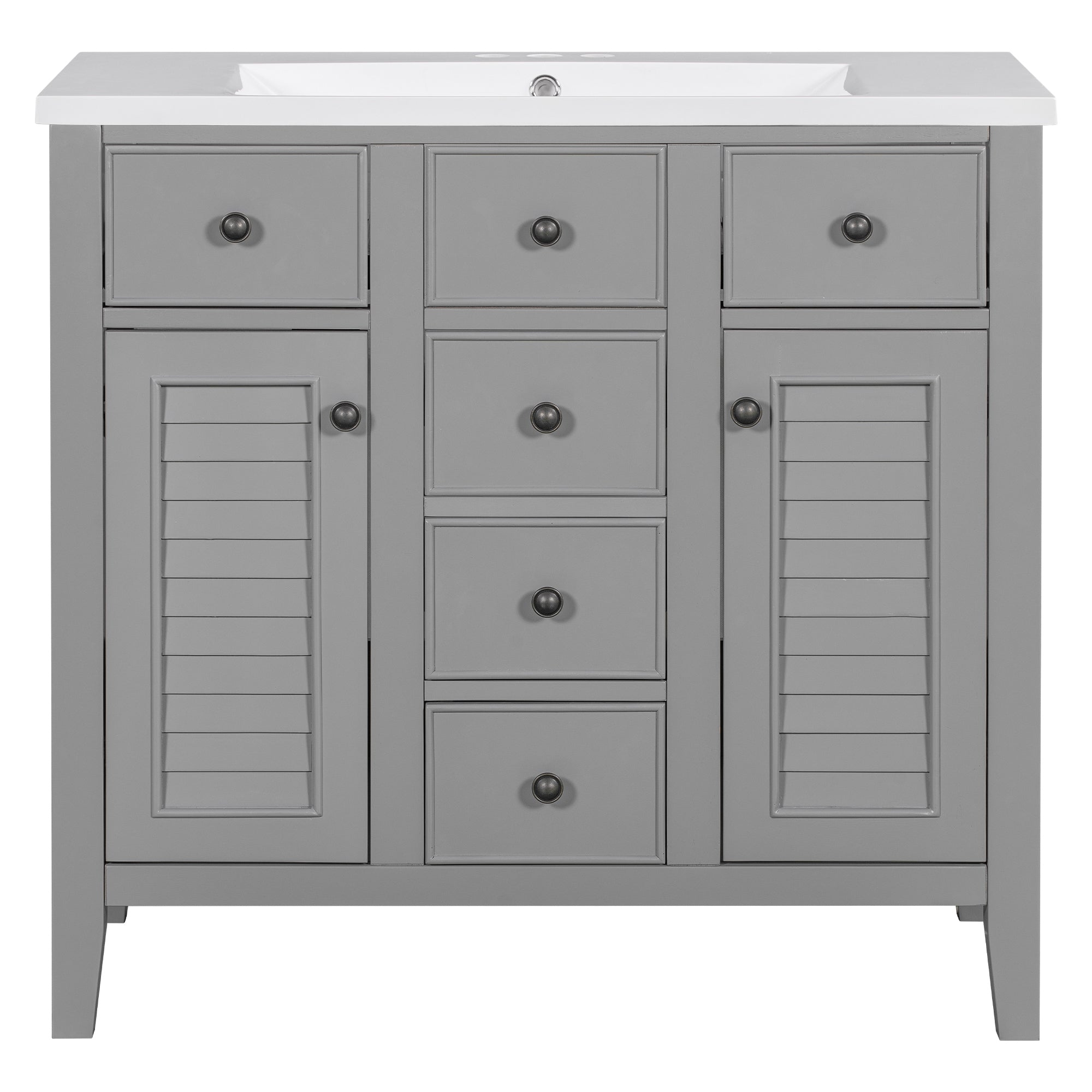 36 in. W x 18 in. D Bathroom Vanity with White Ceramic Sink