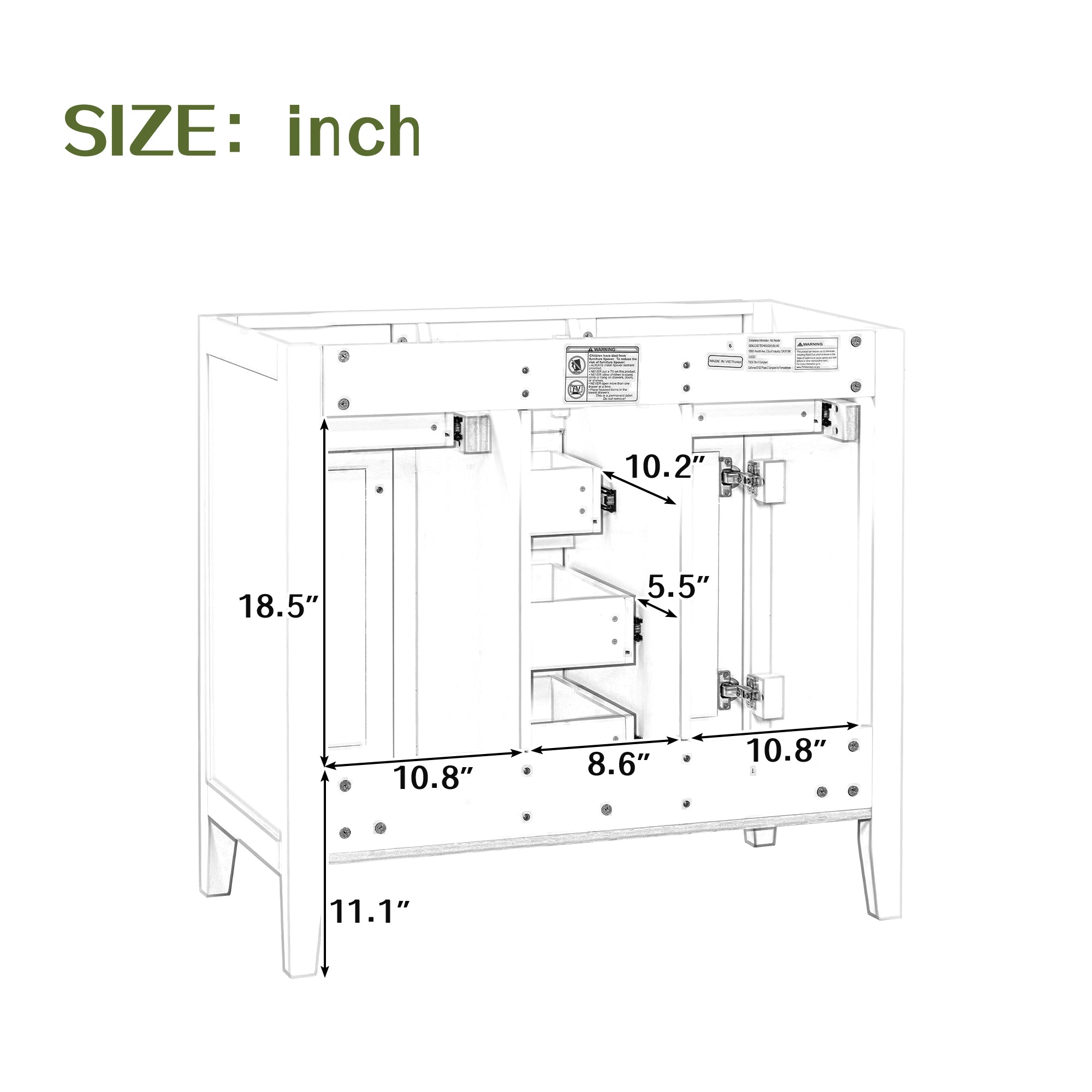 36 in. W x 18 in. D Bathroom Vanity with White Ceramic Sink