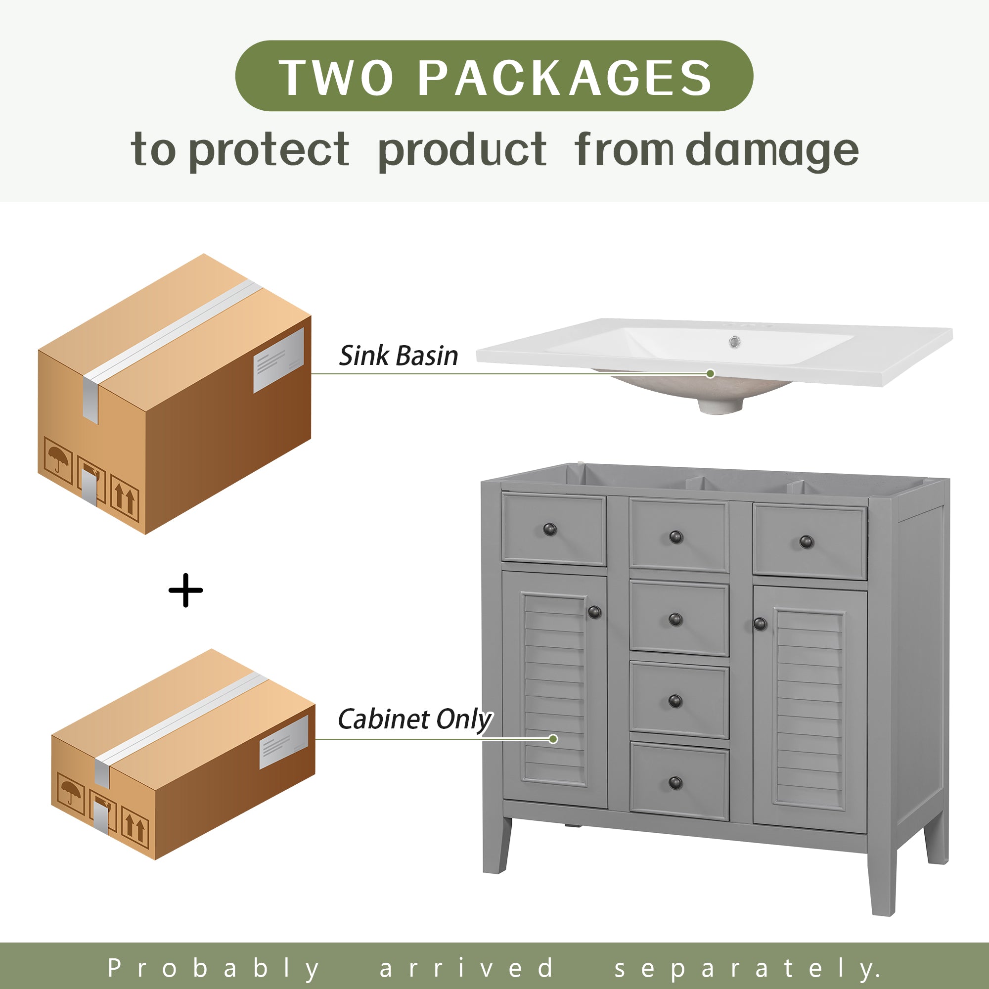 36 in. W x 18 in. D Bathroom Vanity with White Ceramic Sink