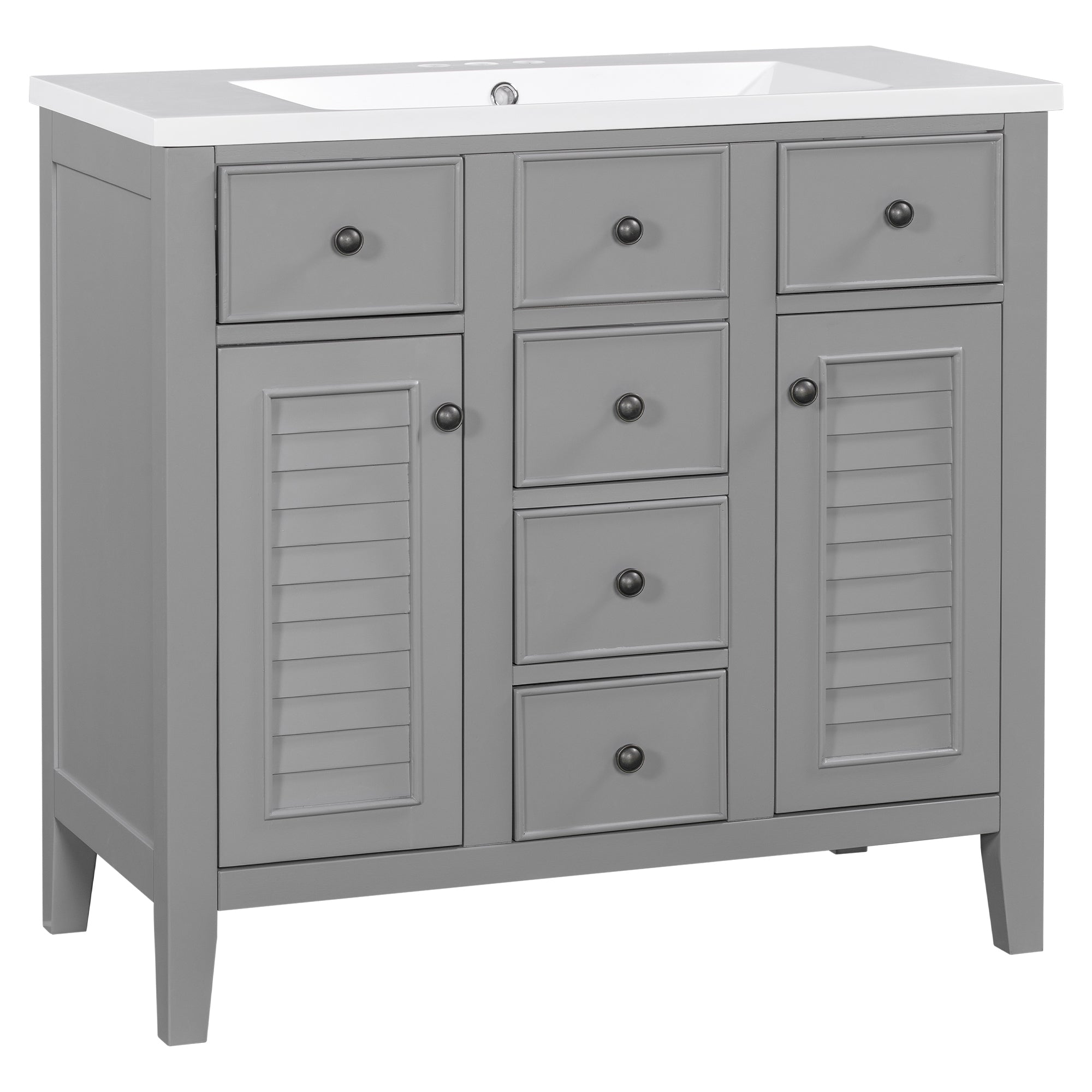 36 in. W x 18 in. D Bathroom Vanity with White Ceramic Sink