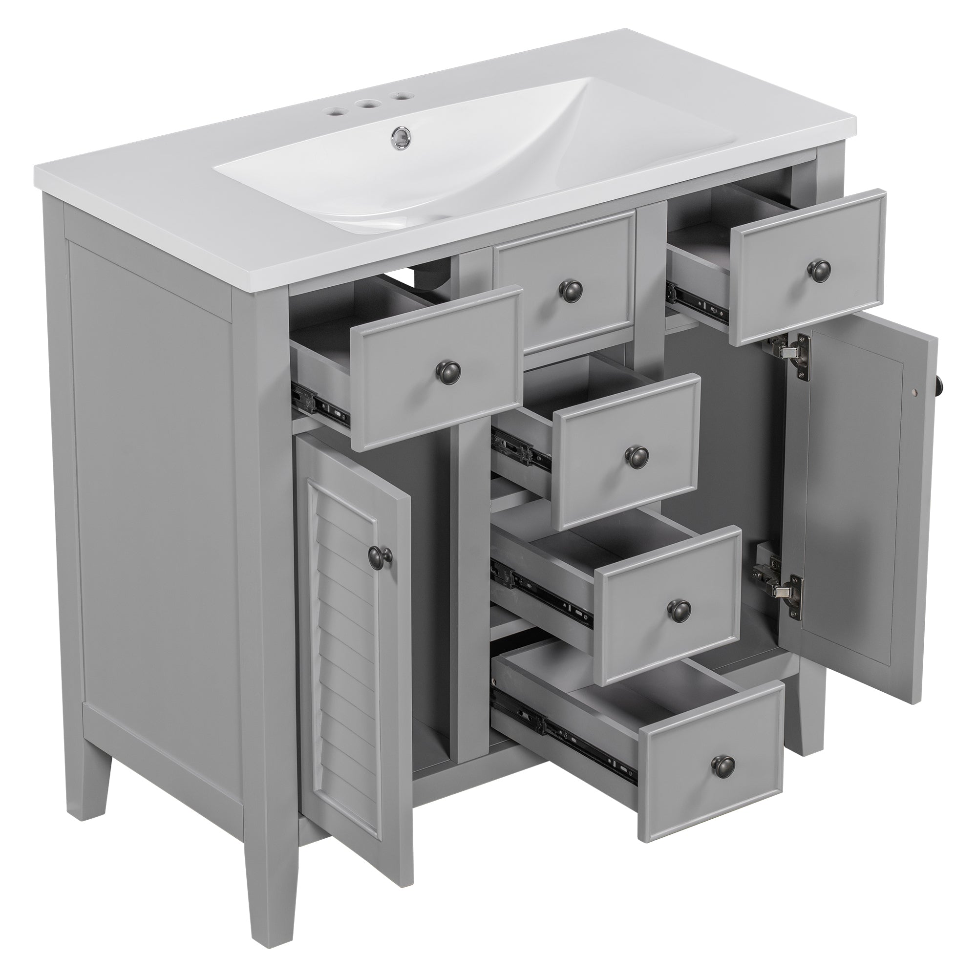 36 in. W x 18 in. D Bathroom Vanity with White Ceramic Sink