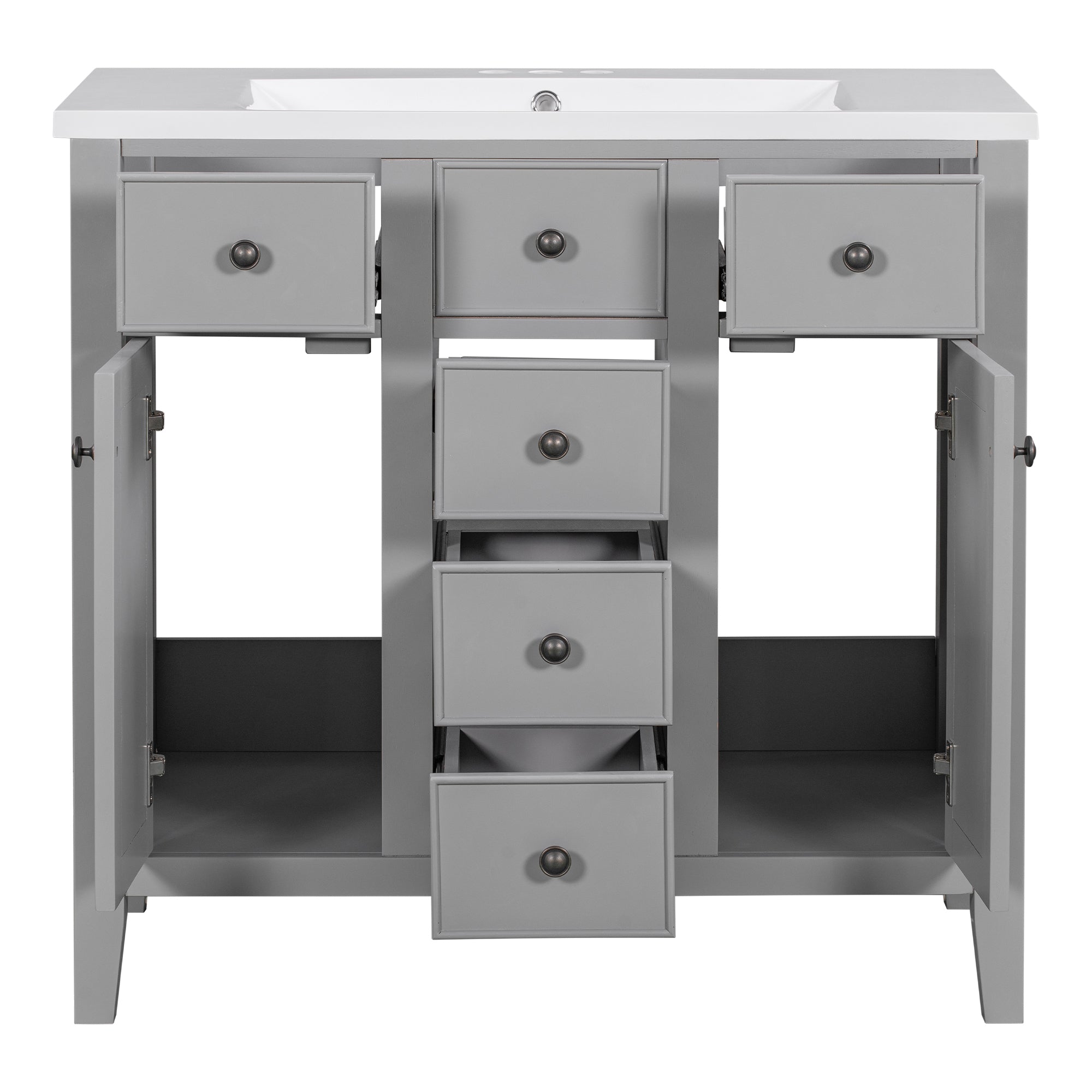 36 in. W x 18 in. D Bathroom Vanity with White Ceramic Sink