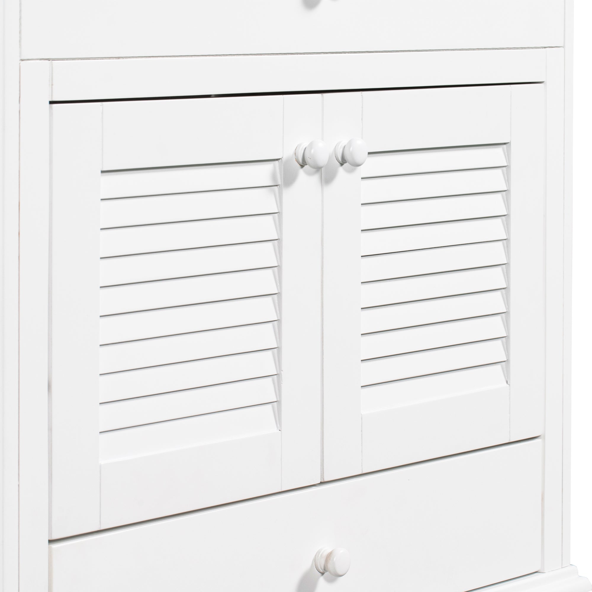 Solid Wood Freestanding Bathroom Vanity Set in White with Drawer, Integrated Sink and Doors