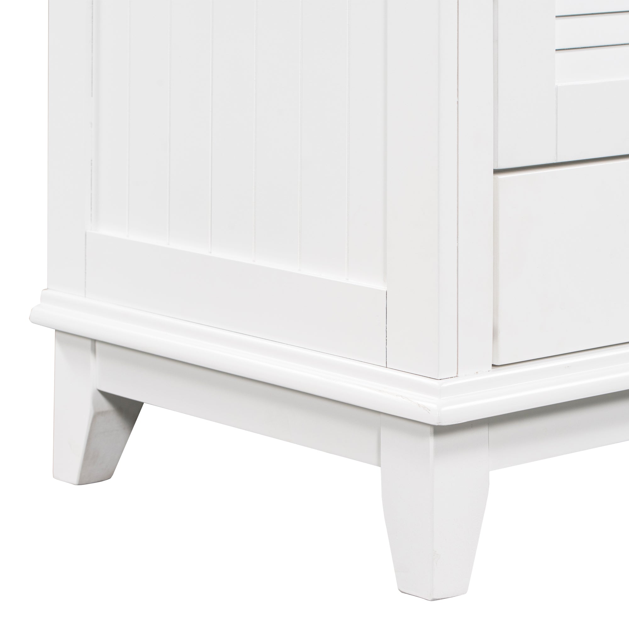 Solid Wood Freestanding Bathroom Vanity Set in White with Drawer, Integrated Sink and Doors