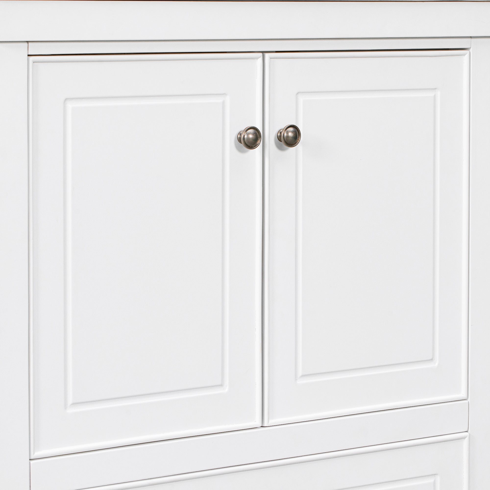 Solid Wood Freestanding Bathroom Vanity Set in White with Drawer, Integrated Sink and Doors