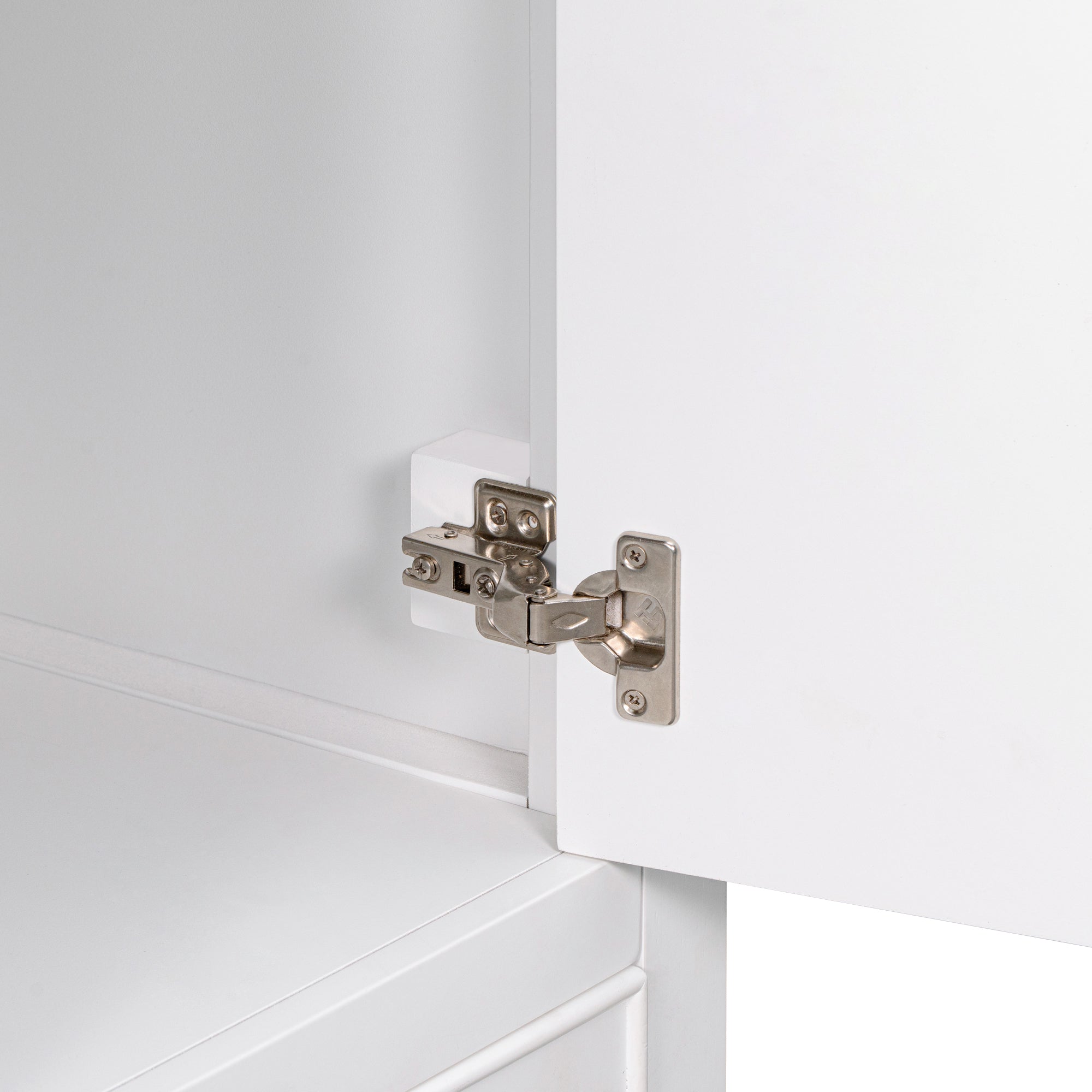 Solid Wood Freestanding Bathroom Vanity Set in White with Drawer, Integrated Sink and Doors