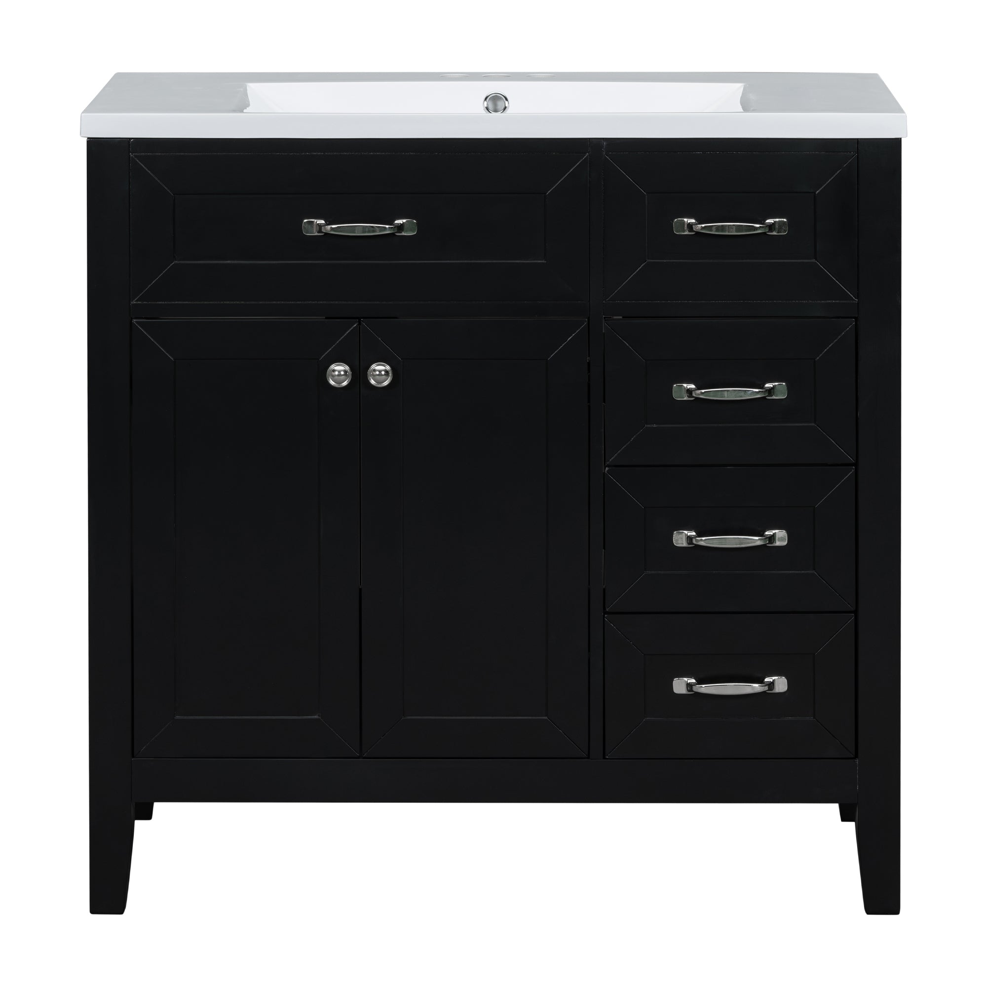 36 in.W MDF Freestanding Bathroom Vanity Set with Integrated Sink, Drawers and Doors