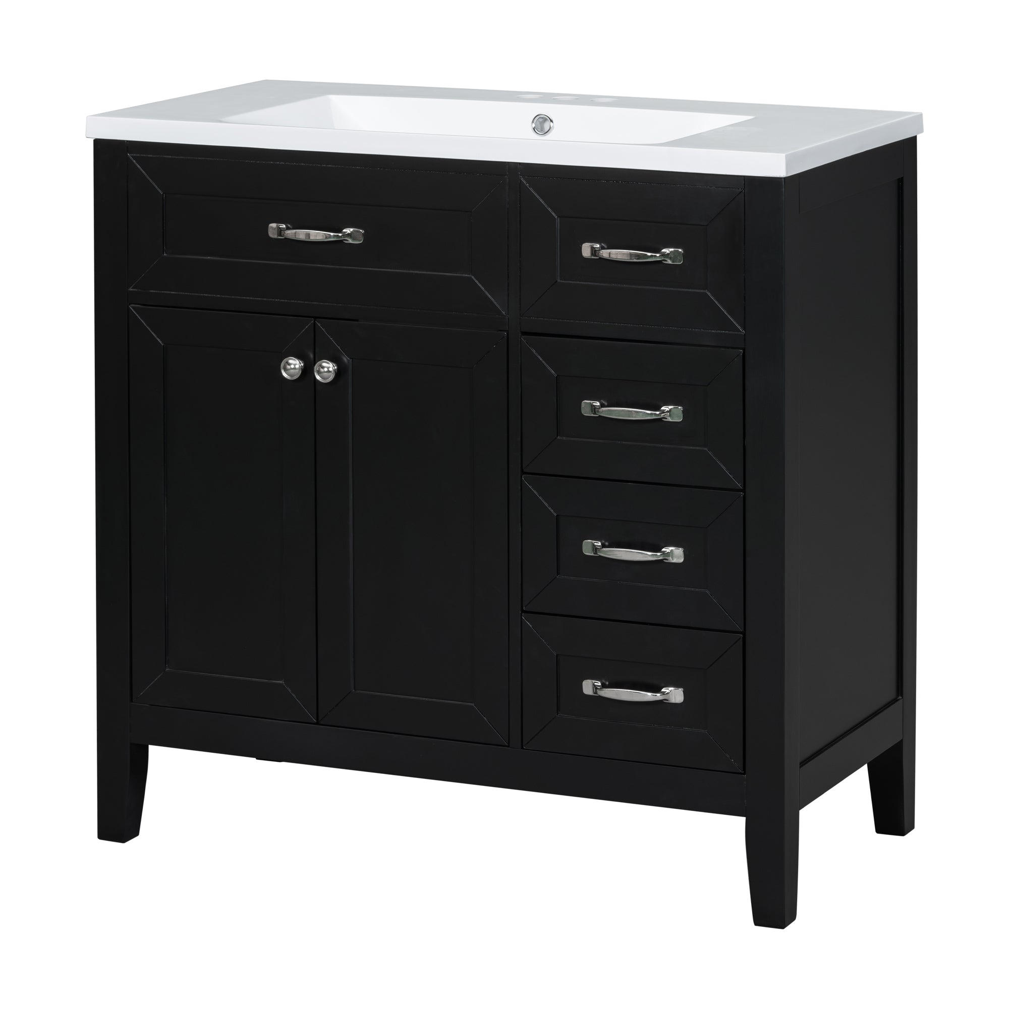 36 in.W MDF Freestanding Bathroom Vanity Set with Integrated Sink, Drawers and Doors