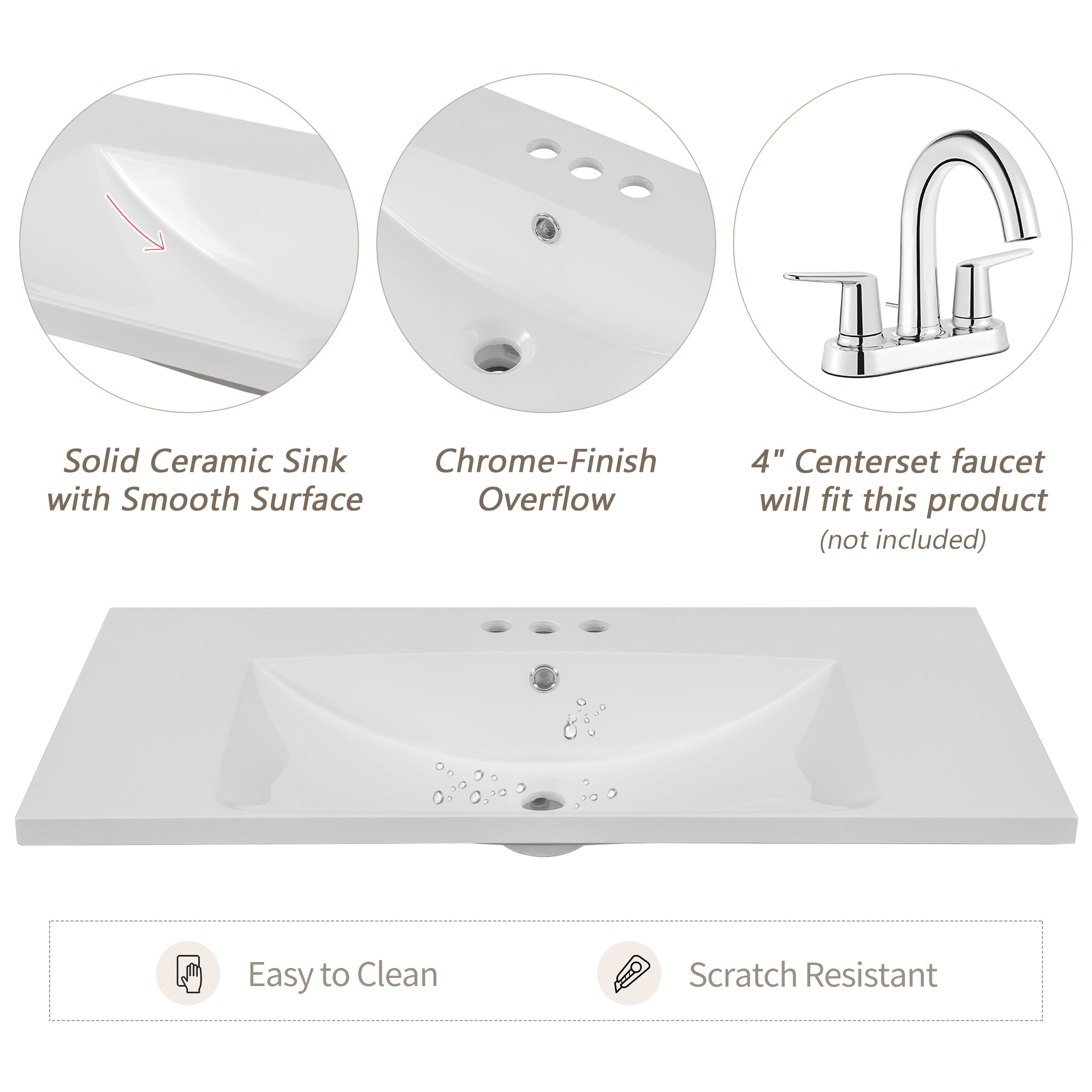 36 in.W MDF Freestanding Bathroom Vanity Set with Integrated Sink, Drawers and Doors
