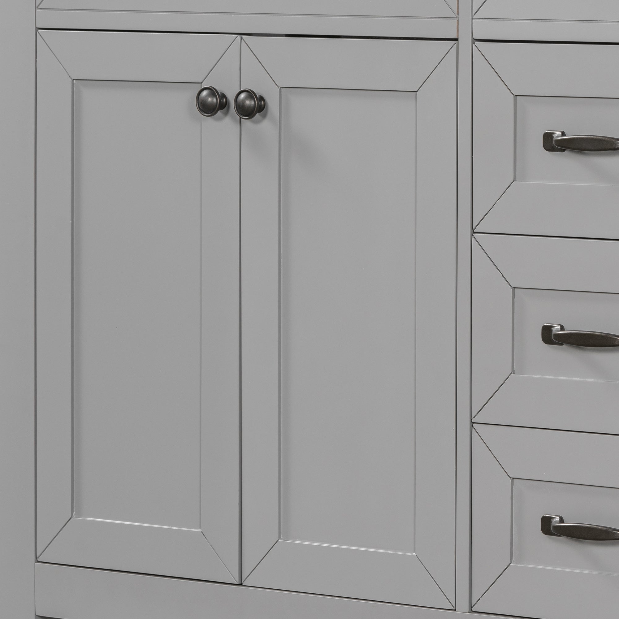 36 in.W MDF Freestanding Bathroom Vanity Set with Integrated Sink, Drawers and Doors
