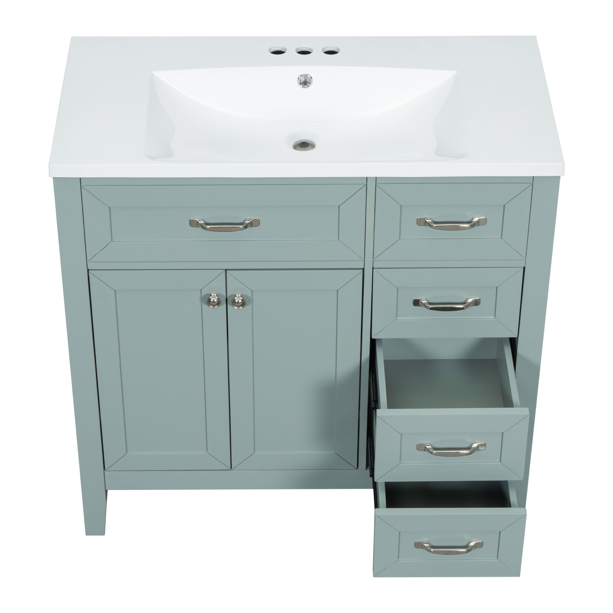 36 in.W MDF Freestanding Bathroom Vanity Set with Integrated Sink, Drawers and Doors