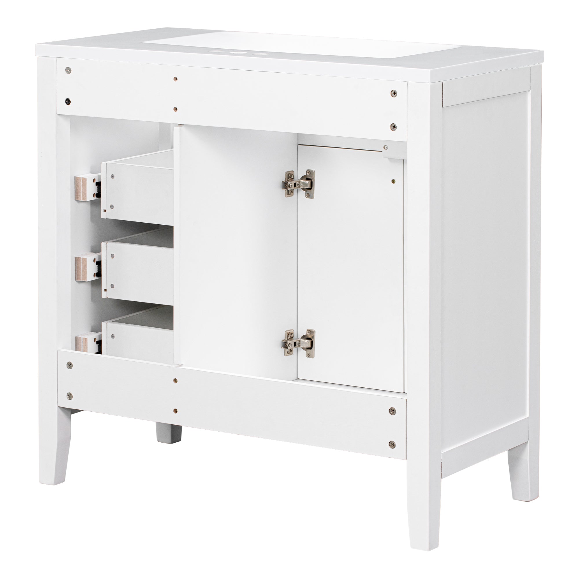 36 in.W MDF Freestanding Bathroom Vanity Set with Integrated Sink, Drawers and Doors