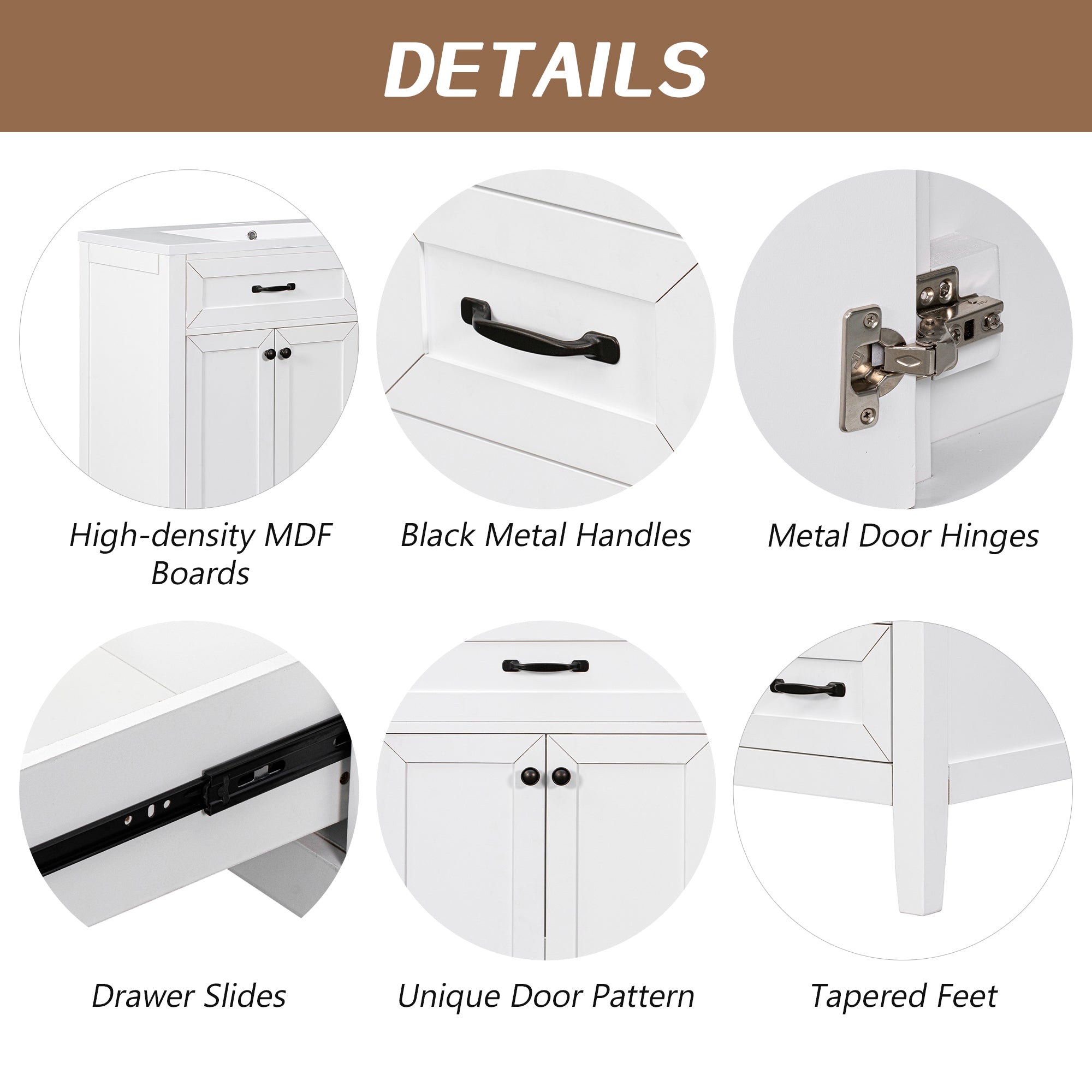 36 in.W MDF Freestanding Bathroom Vanity Set with Integrated Sink, Drawers and Doors