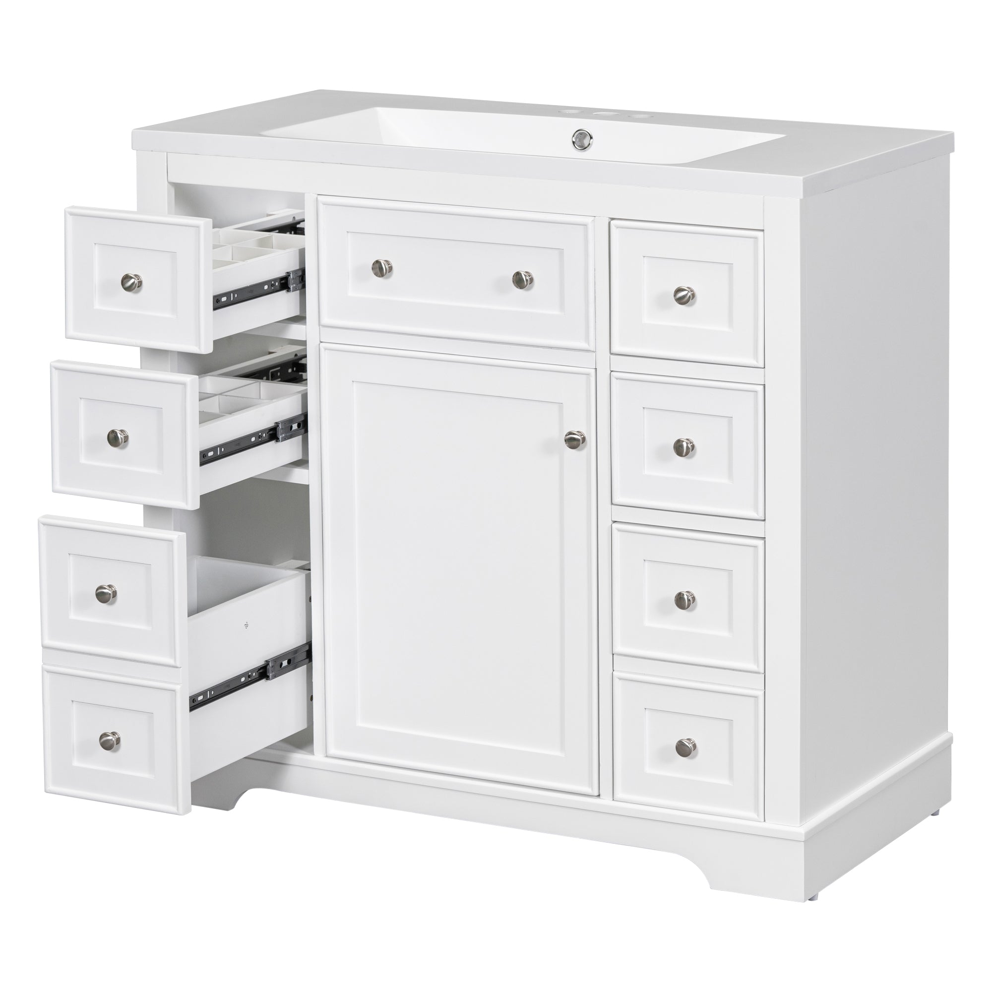 30 in. W x 72 in. H Freestanding Bathroom Cabinet in White with Adjustable Shelf and Drawer