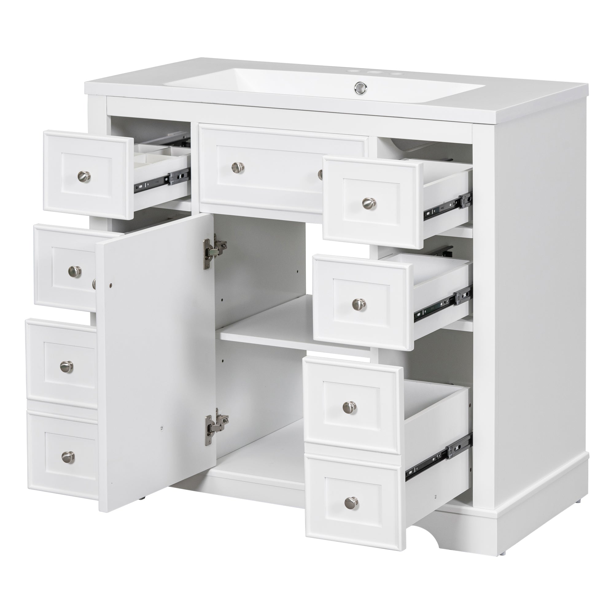 30 in. W x 72 in. H Freestanding Bathroom Cabinet in White with Adjustable Shelf and Drawer