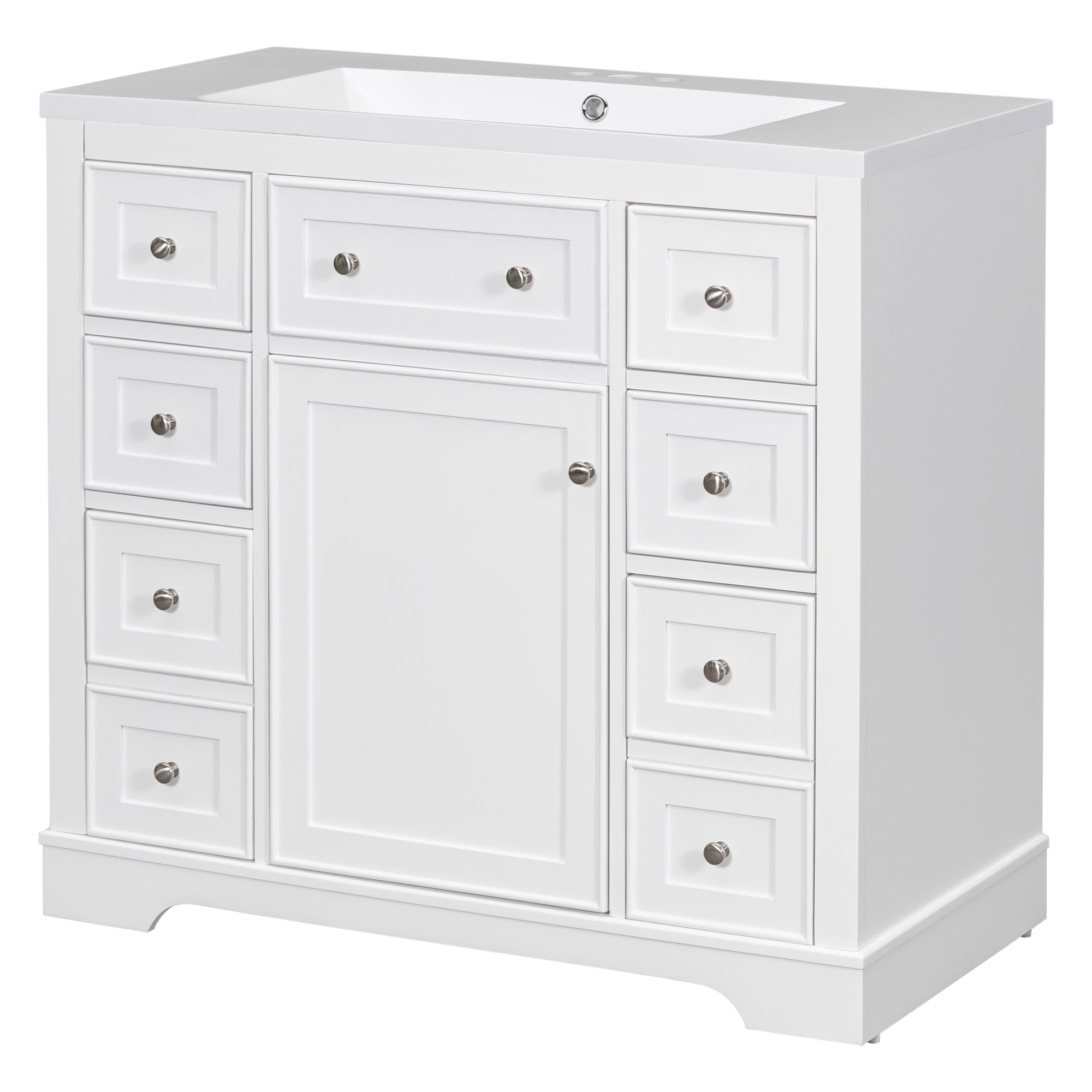 30 in. W x 72 in. H Freestanding Bathroom Cabinet in White with Adjustable Shelf and Drawer