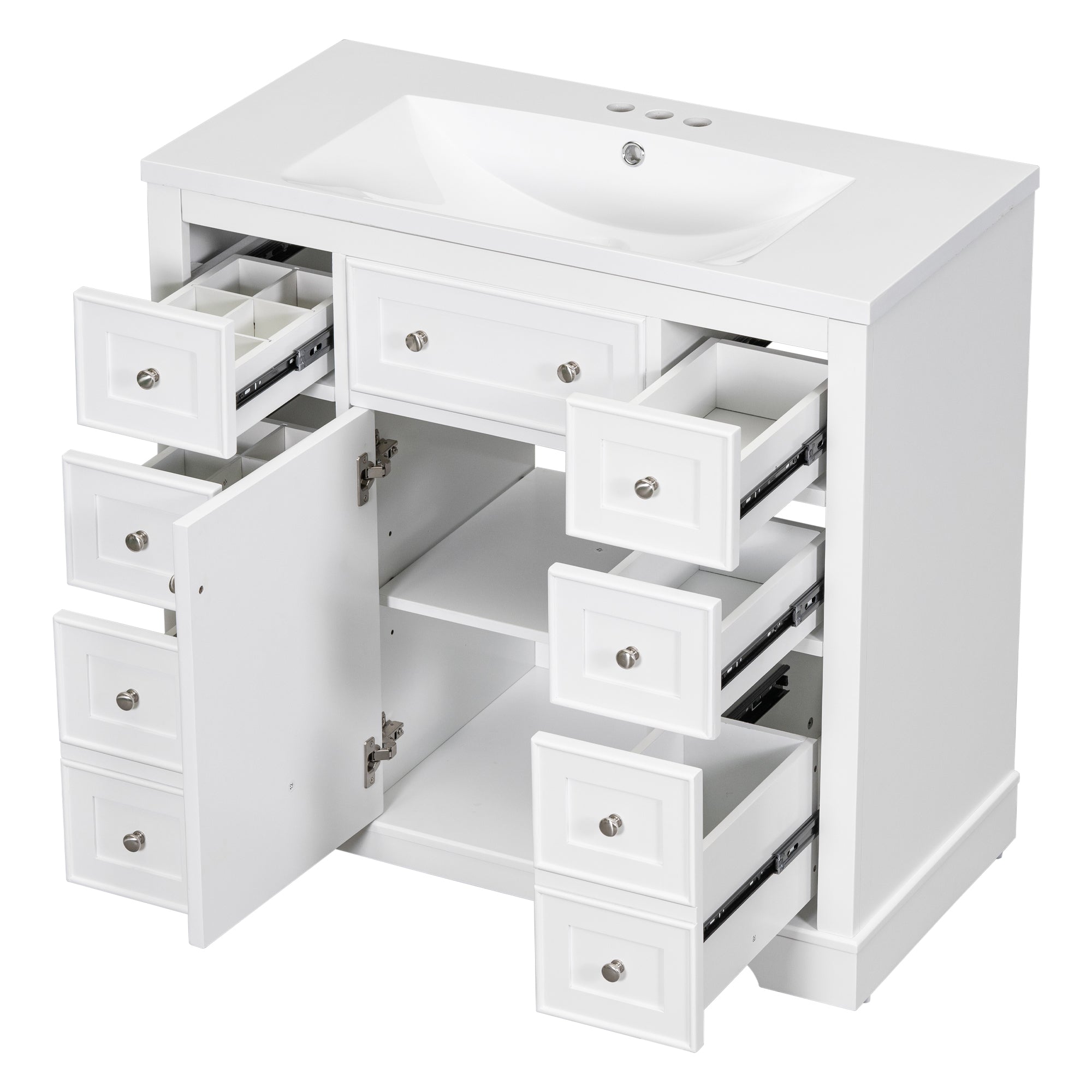 30 in. W x 72 in. H Freestanding Bathroom Cabinet in White with Adjustable Shelf and Drawer