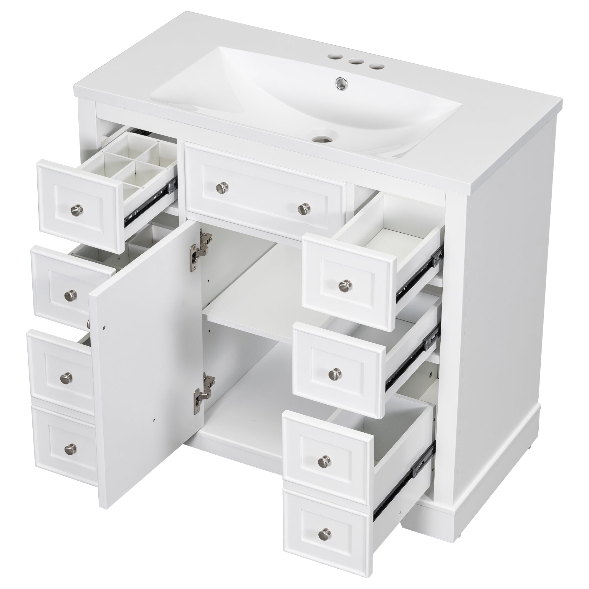 30 in. W x 72 in. H Freestanding Bathroom Cabinet in White with Adjustable Shelf and Drawer