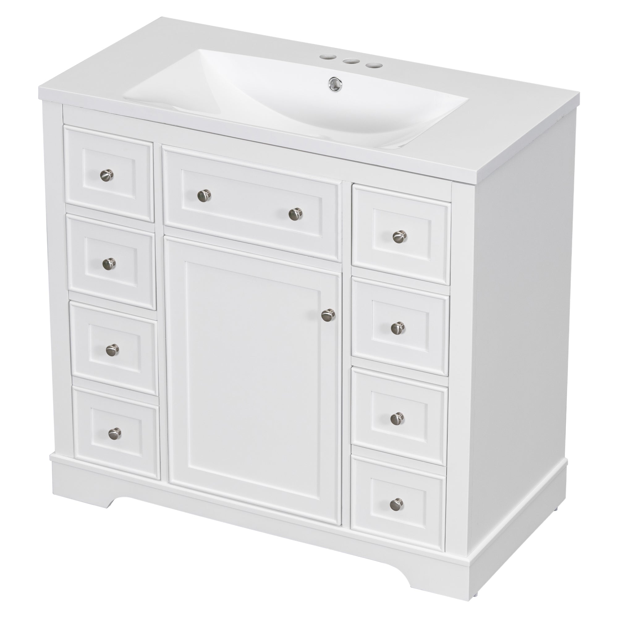 30 in. W x 72 in. H Freestanding Bathroom Cabinet in White with Adjustable Shelf and Drawer