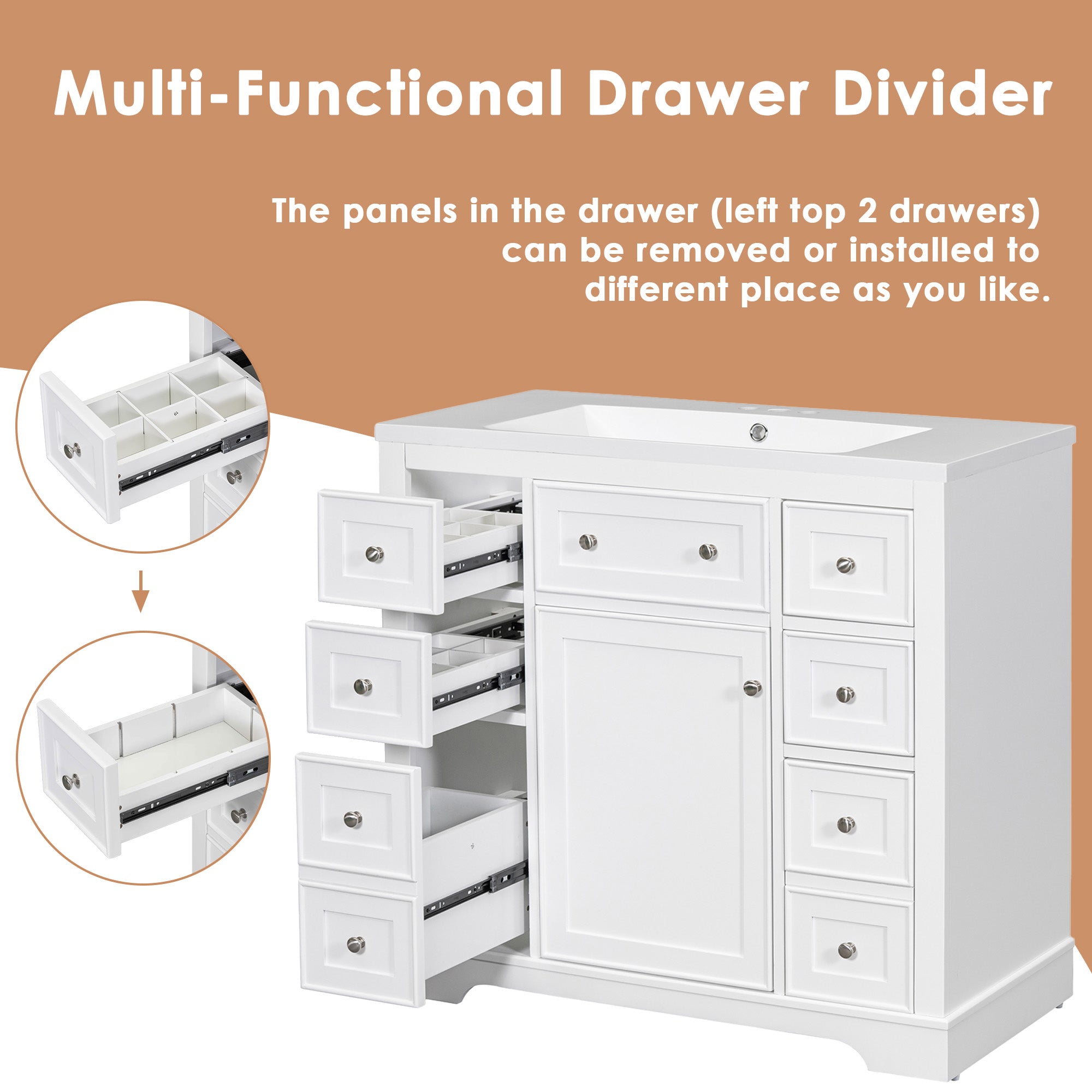 30 in. W x 72 in. H Freestanding Bathroom Cabinet in White with Adjustable Shelf and Drawer