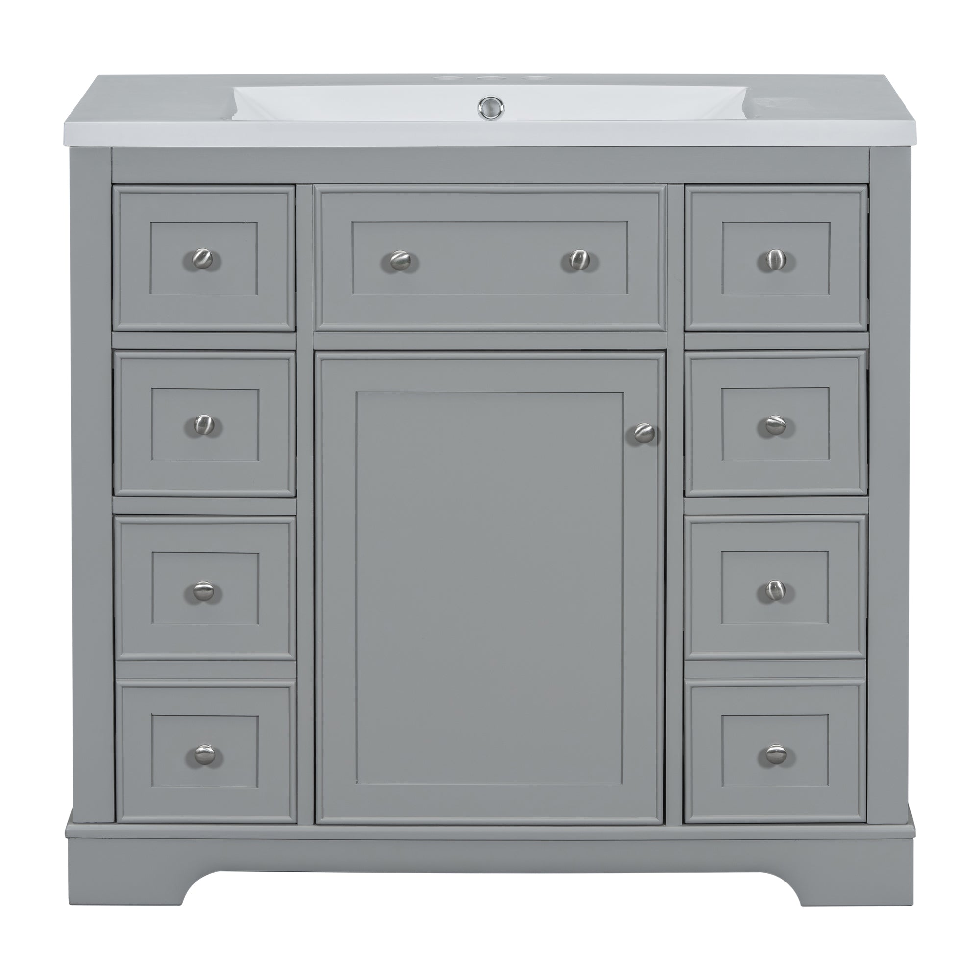 36 Inch Freestanding Bathroom Vanity Set  with Drawers and Ceramic Sink