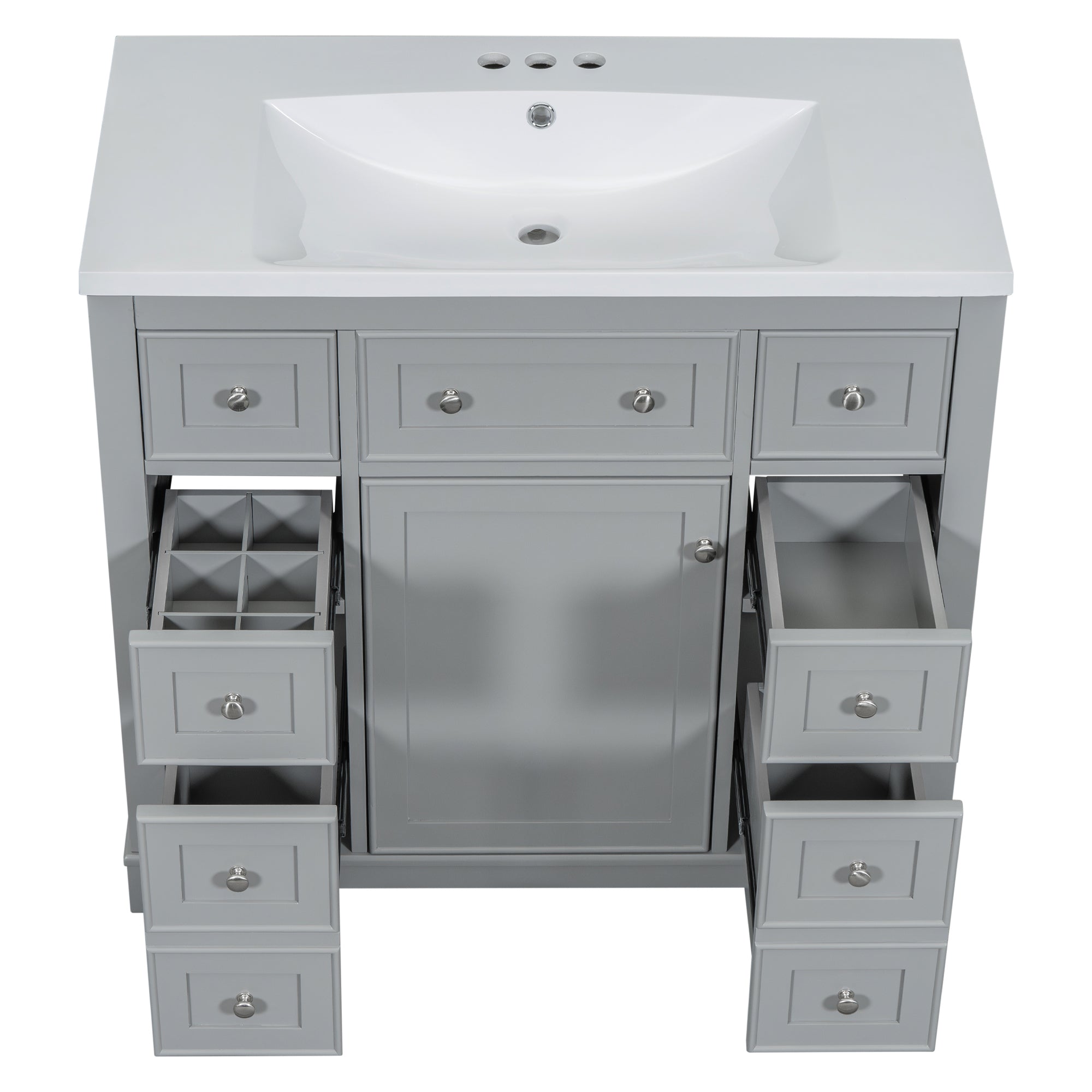 36 Inch Freestanding Bathroom Vanity Set  with Drawers and Ceramic Sink