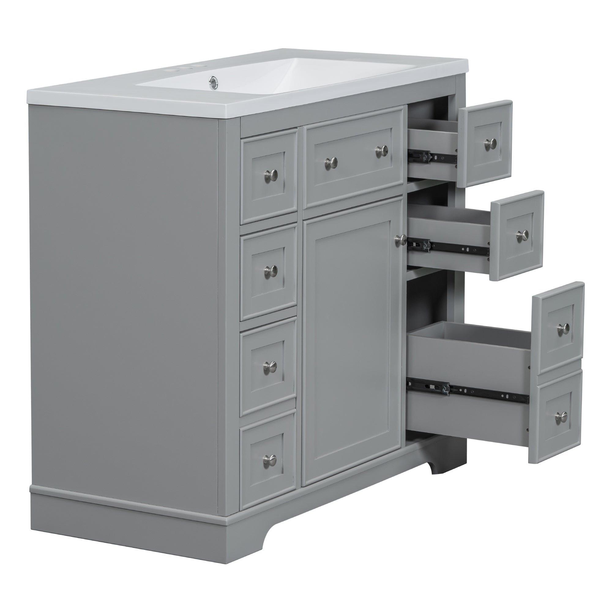 36 Inch Freestanding Bathroom Vanity Set  with Drawers and Ceramic Sink
