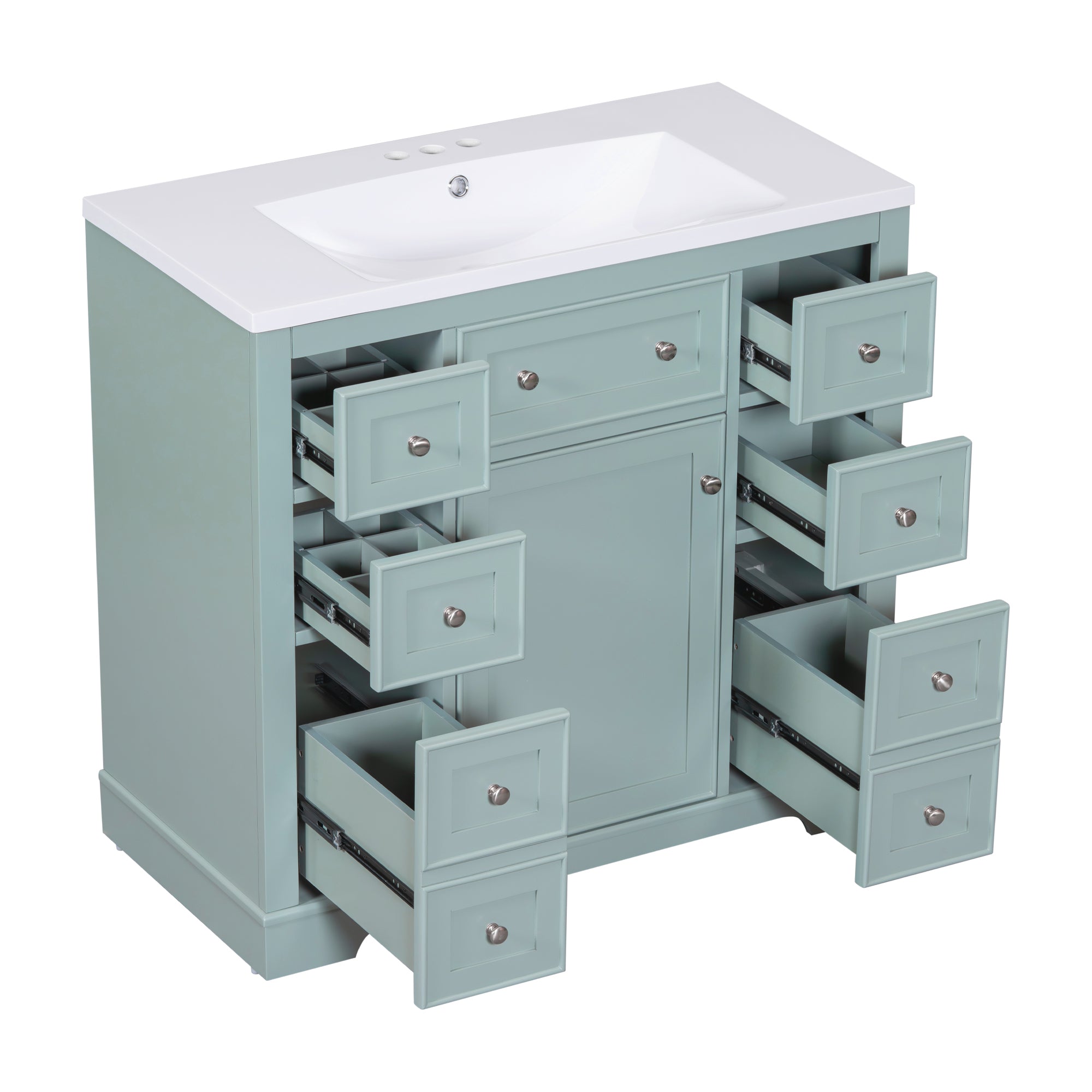 36 Inch Freestanding Bathroom Vanity Set  with Drawers and Ceramic Sink