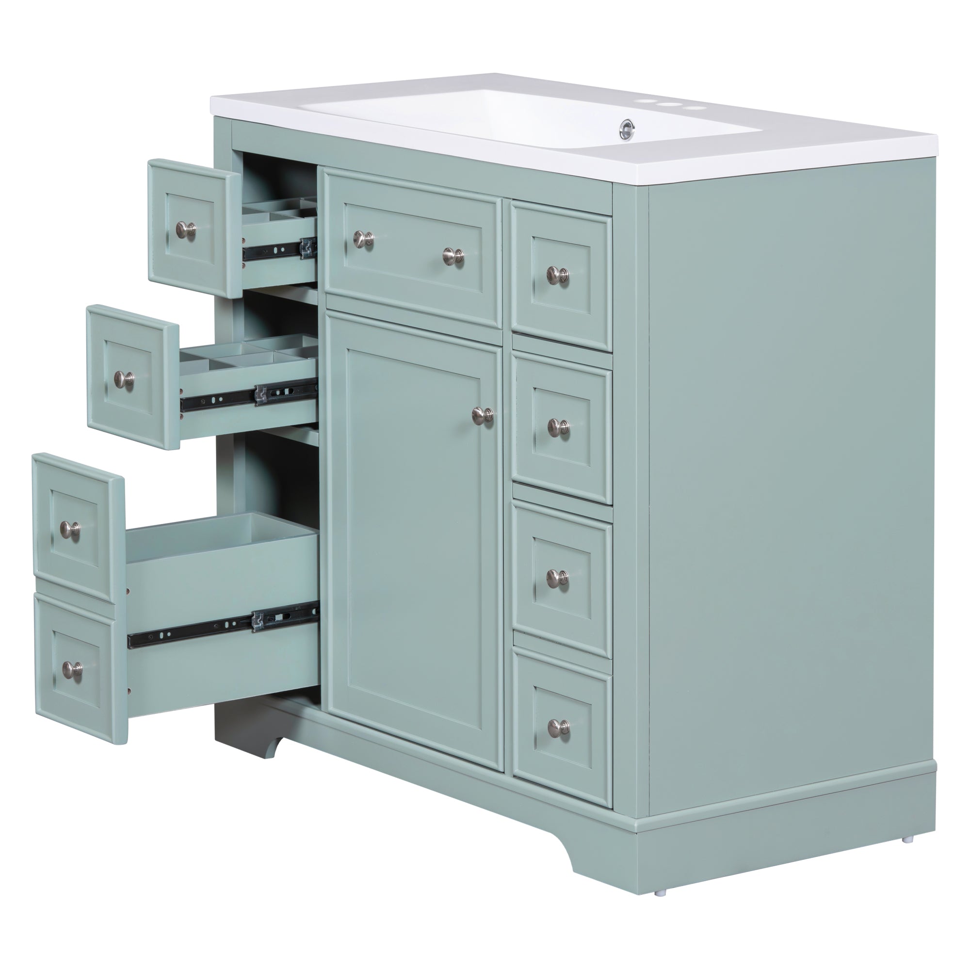 36 Inch Freestanding Bathroom Vanity Set  with Drawers and Ceramic Sink