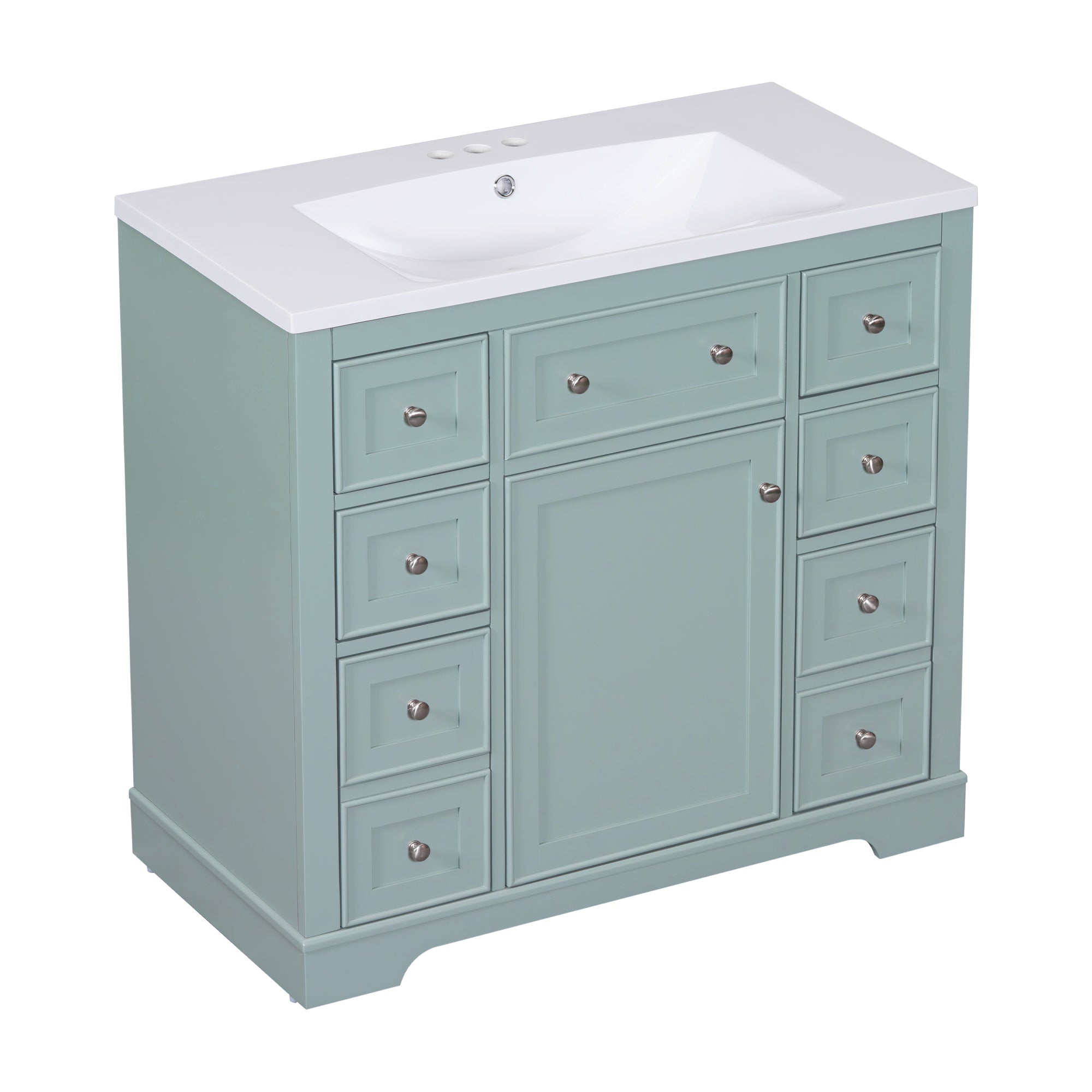 36 Inch Freestanding Bathroom Vanity Set  with Drawers and Ceramic Sink