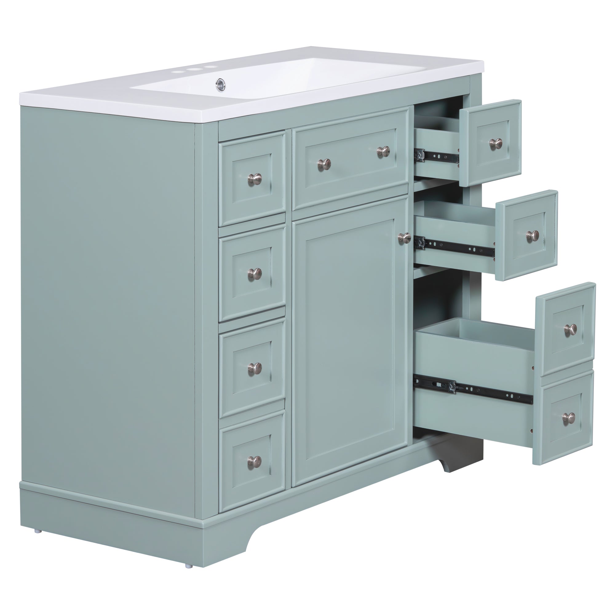36 Inch Freestanding Bathroom Vanity Set  with Drawers and Ceramic Sink