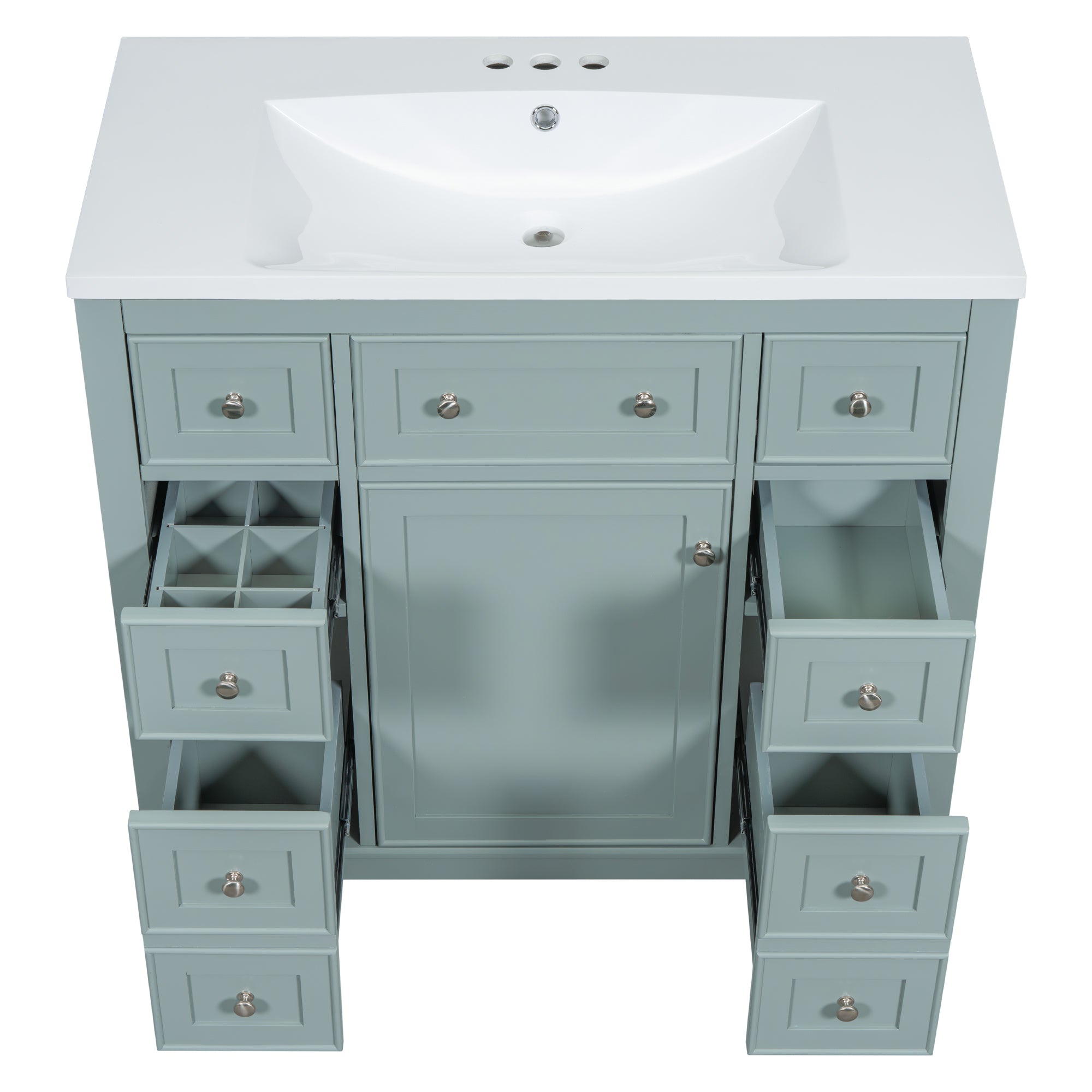 36 Inch Freestanding Bathroom Vanity Set  with Drawers and Ceramic Sink