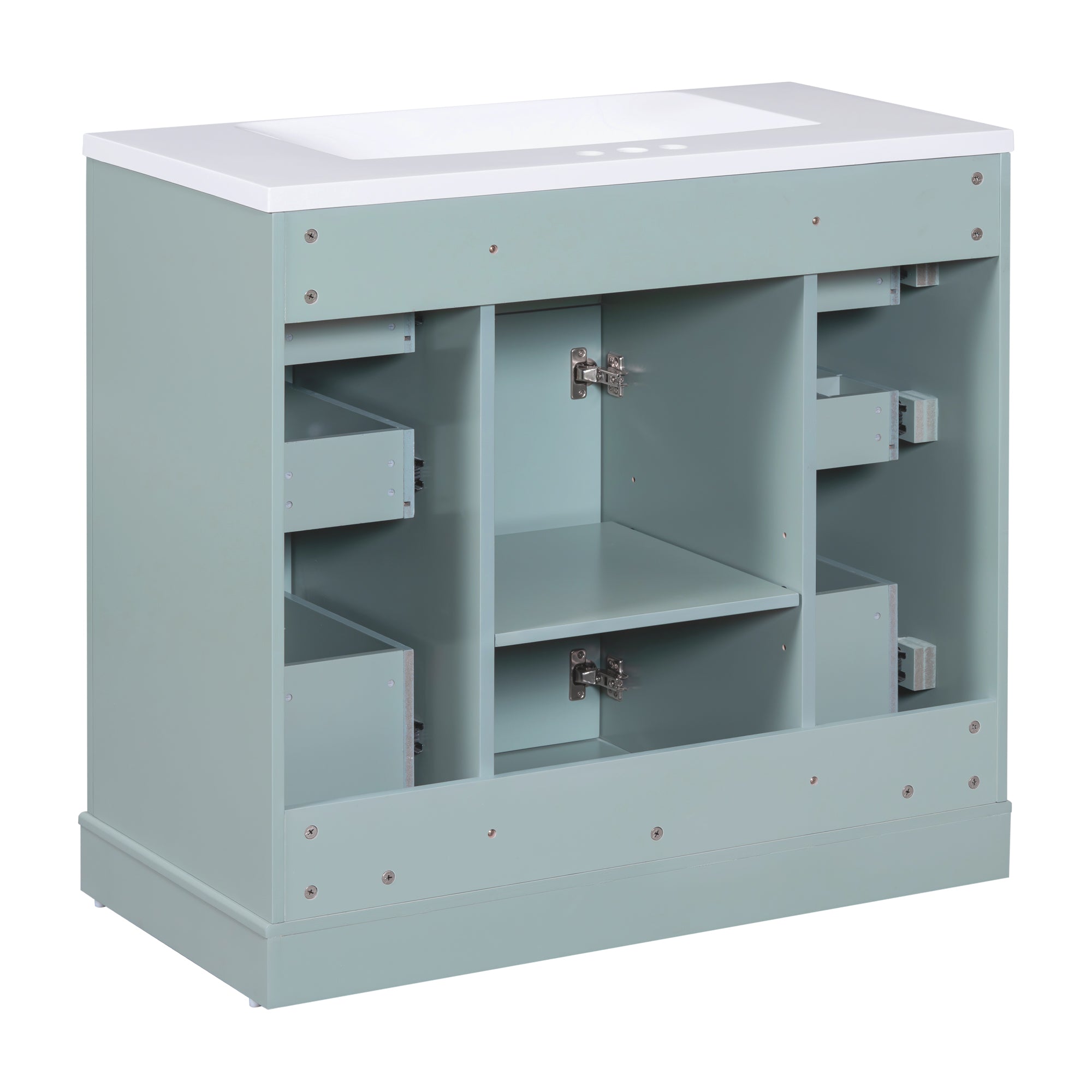 36 Inch Freestanding Bathroom Vanity Set  with Drawers and Ceramic Sink