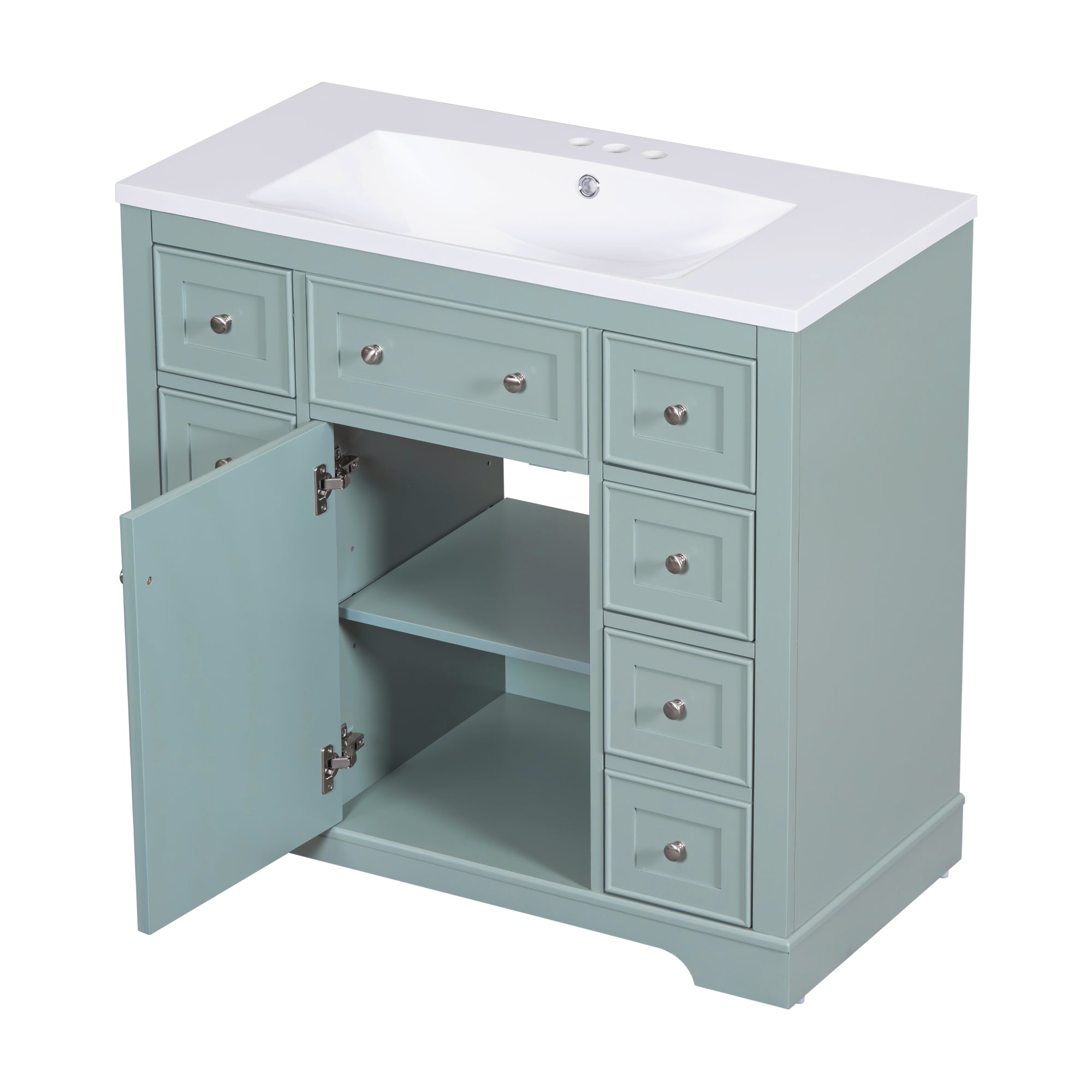 36 Inch Freestanding Bathroom Vanity Set  with Drawers and Ceramic Sink