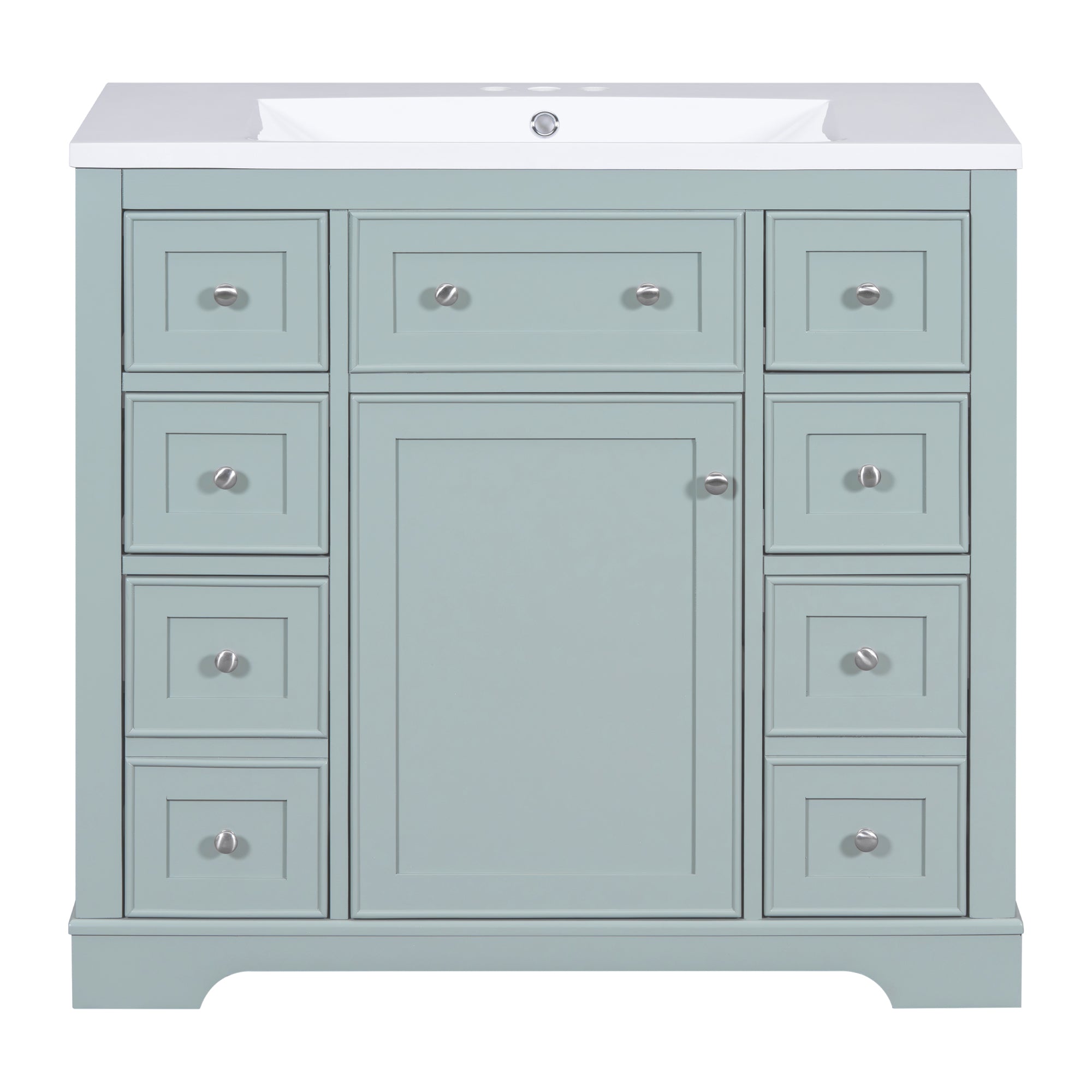 36 Inch Freestanding Bathroom Vanity Set  with Drawers and Ceramic Sink
