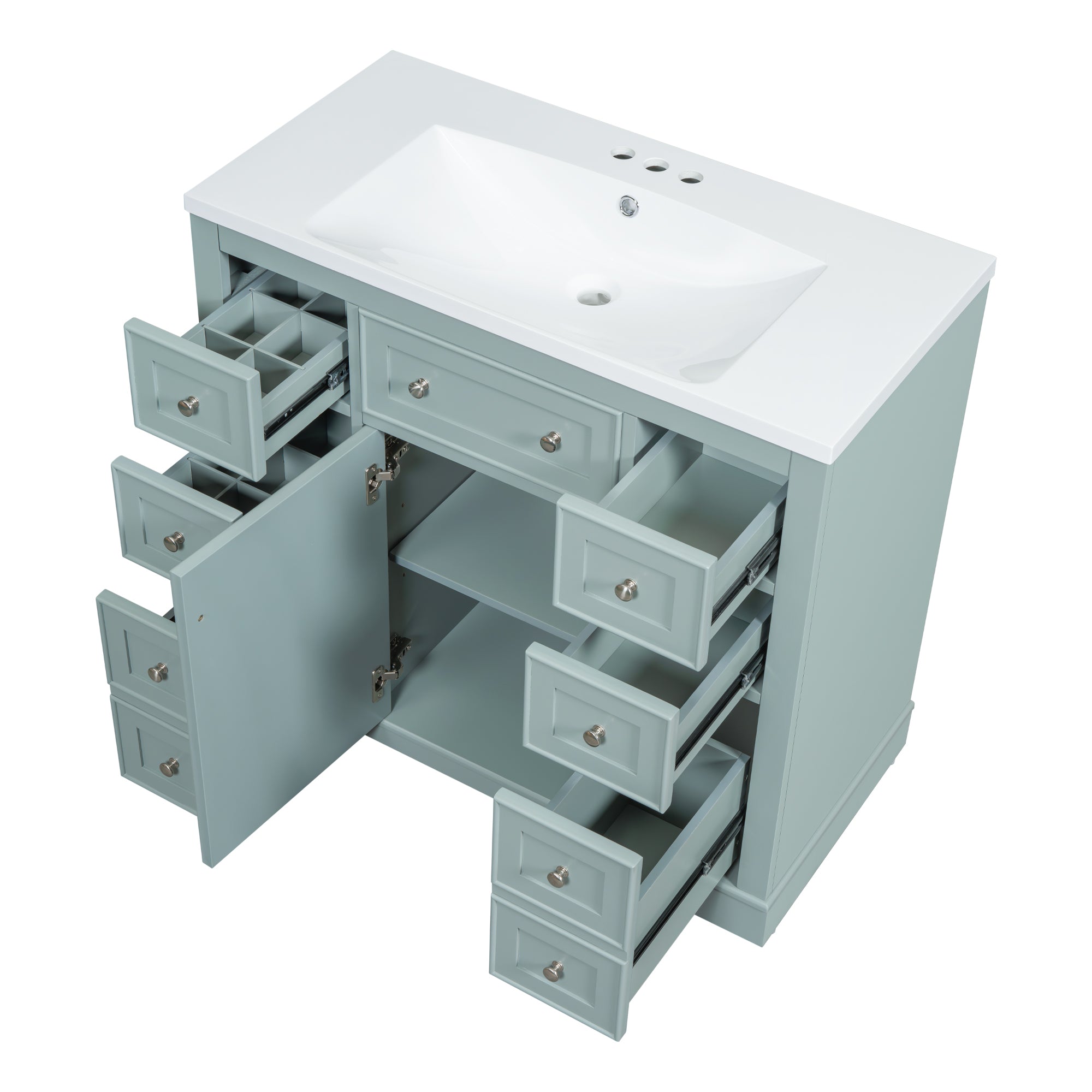 36 Inch Freestanding Bathroom Vanity Set  with Drawers and Ceramic Sink