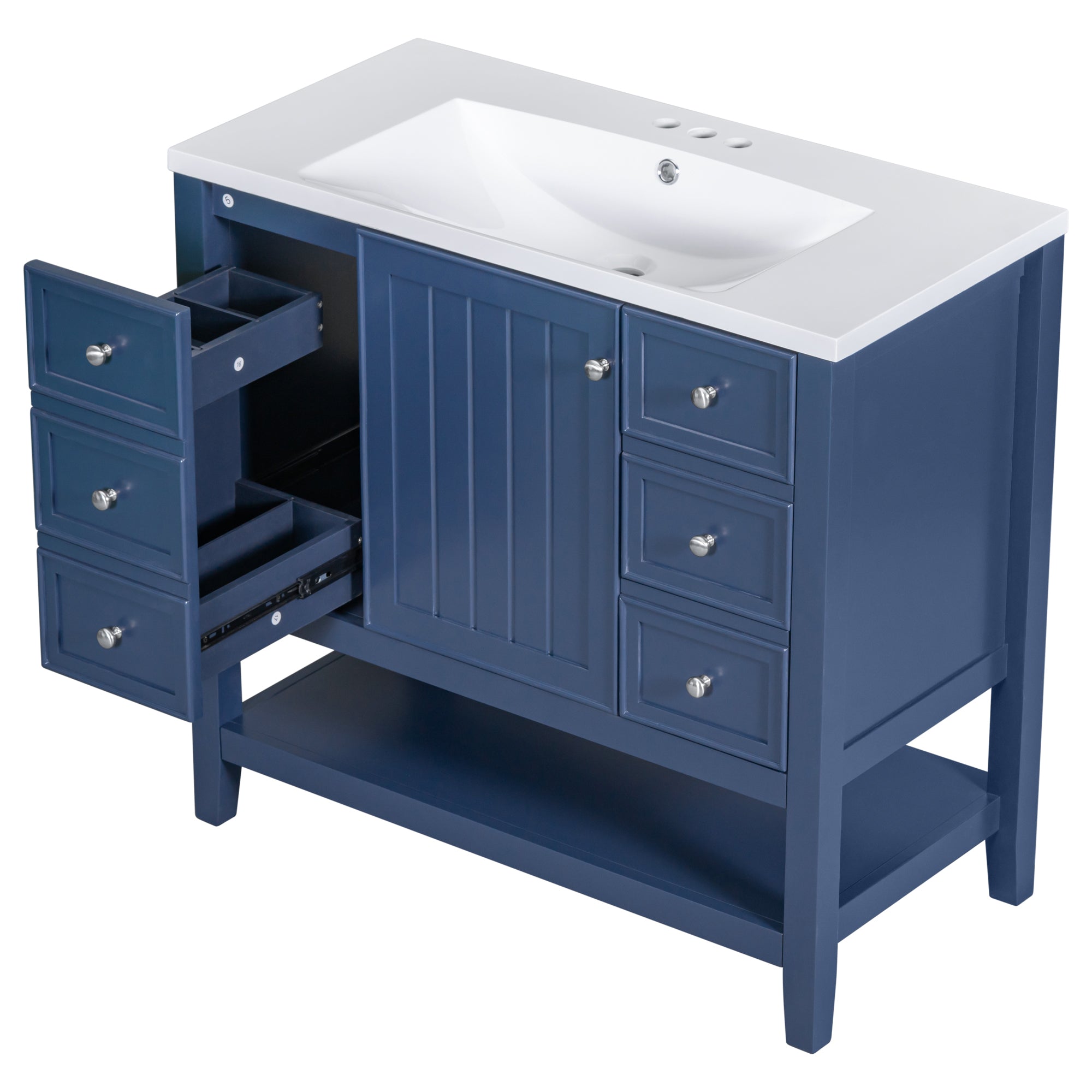 30 in. W x 72 in. H Freestanding Bathroom Cabinet in White with Adjustable Shelf and Drawer