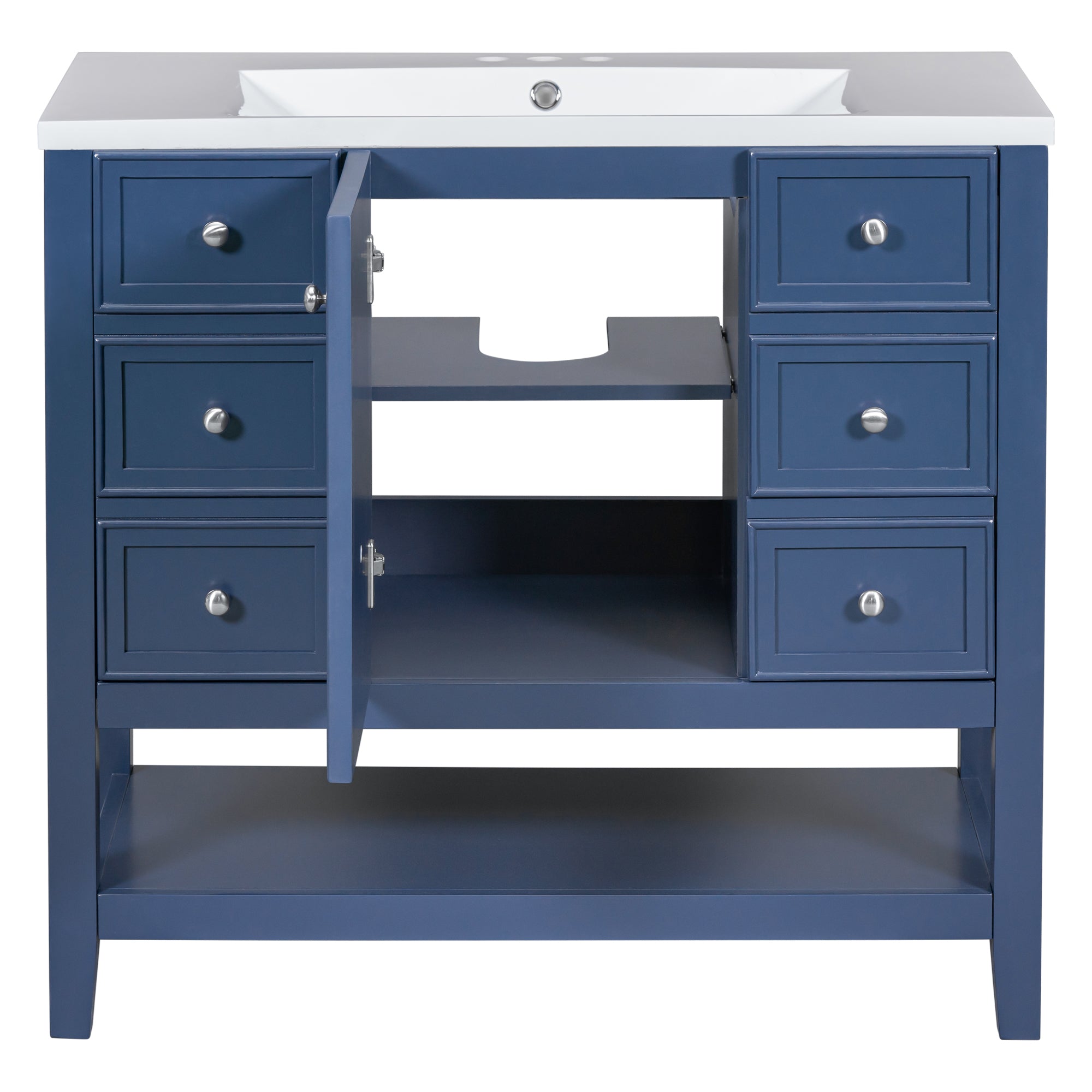 30 in. W x 72 in. H Freestanding Bathroom Cabinet in White with Adjustable Shelf and Drawer
