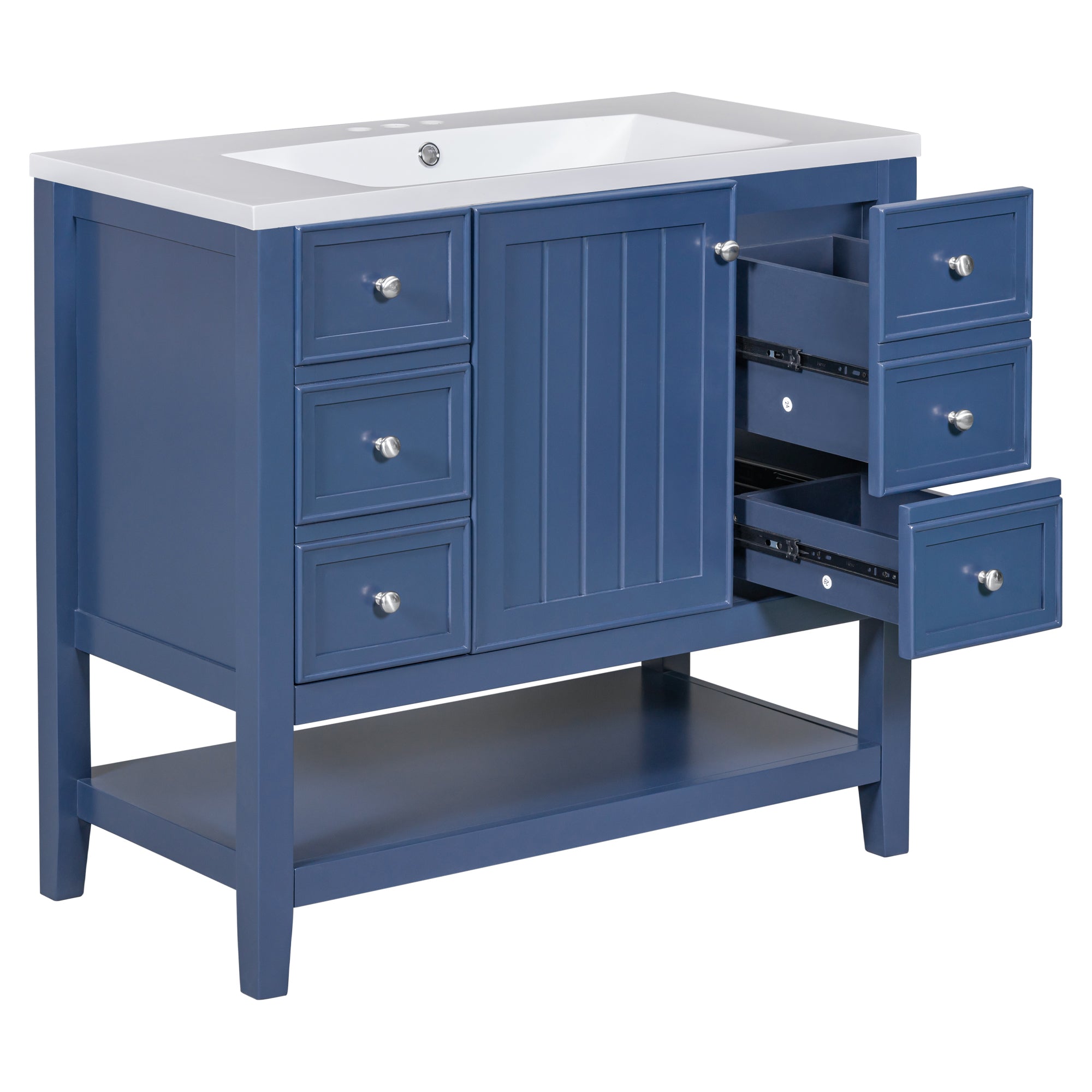 30 in. W x 72 in. H Freestanding Bathroom Cabinet in White with Adjustable Shelf and Drawer
