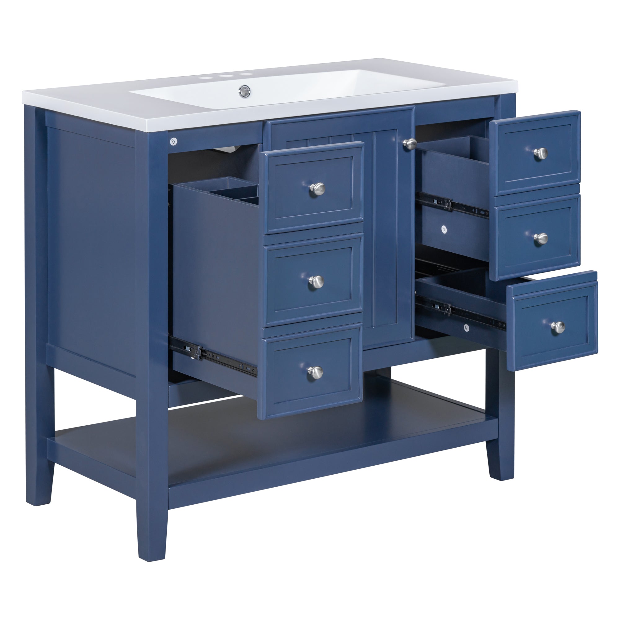 30 in. W x 72 in. H Freestanding Bathroom Cabinet in White with Adjustable Shelf and Drawer