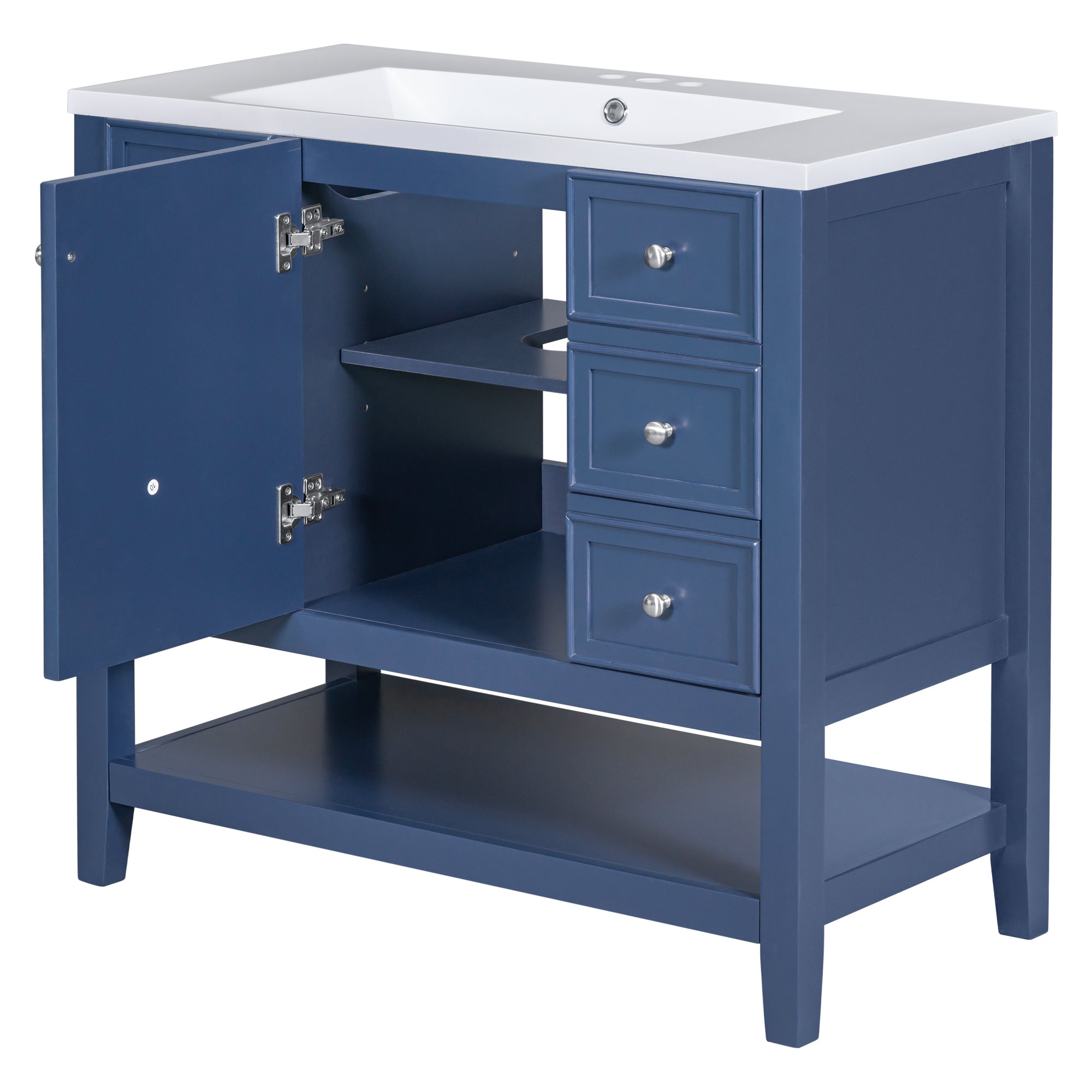 30 in. W x 72 in. H Freestanding Bathroom Cabinet in White with Adjustable Shelf and Drawer