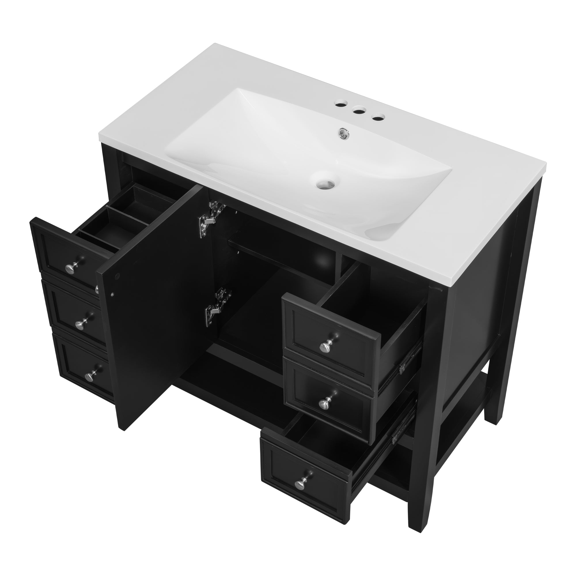 36 Inch Freestanding Bathroom Vanity Set with Drawers and Ceramic Sink