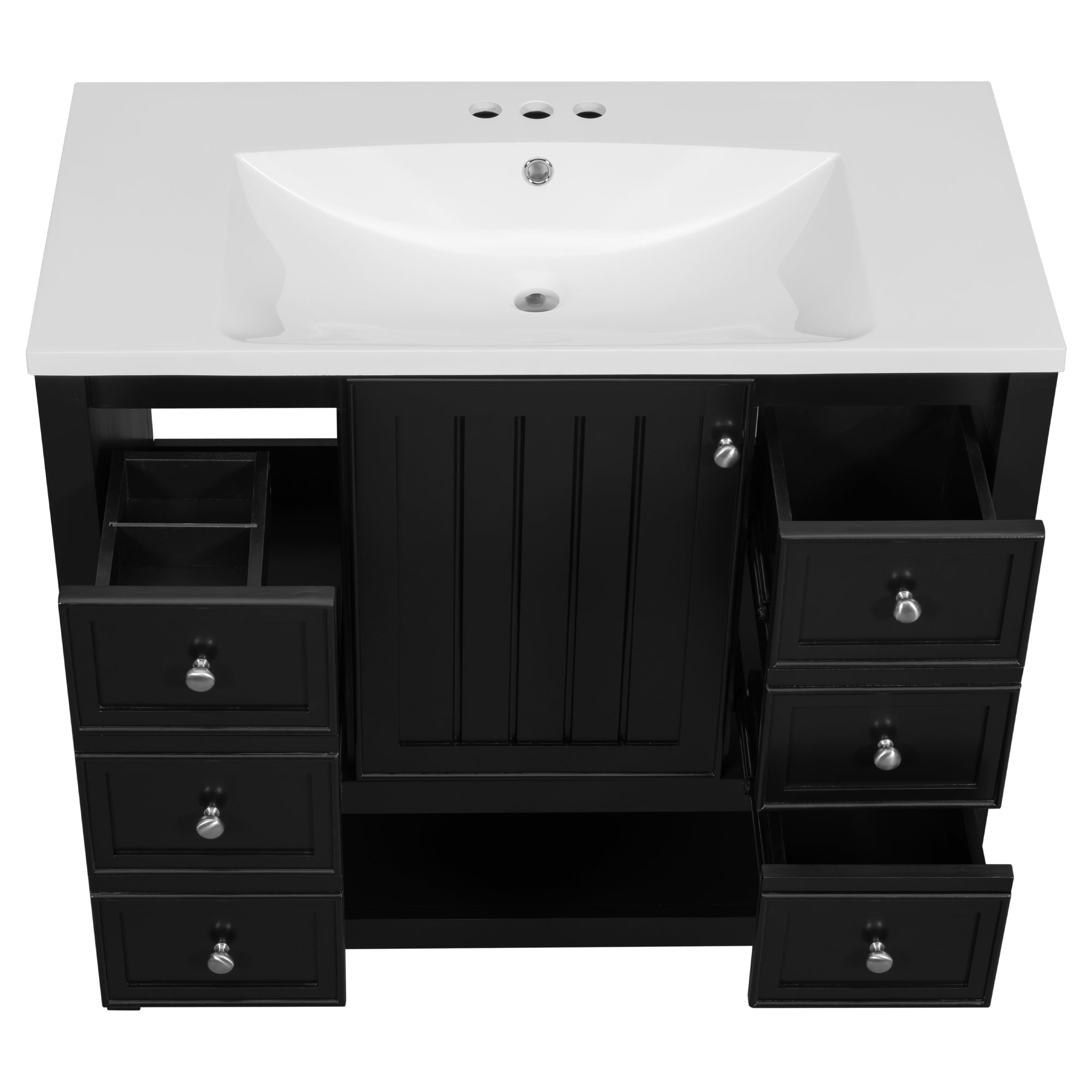 36 Inch Freestanding Bathroom Vanity Set with Drawers and Ceramic Sink